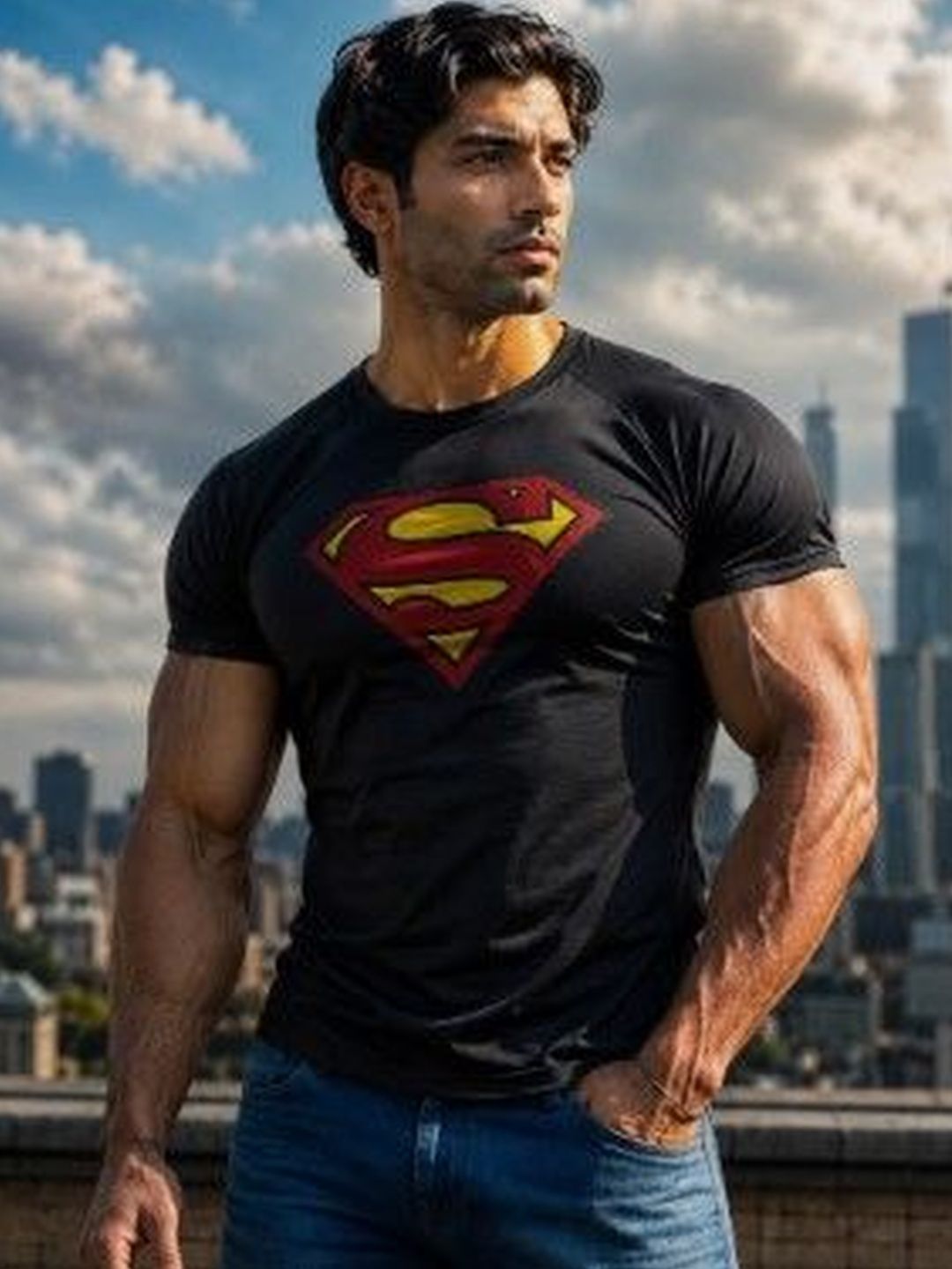 Xpecto Style Superman Graphic Muscle Fit Round Neck T-shirt