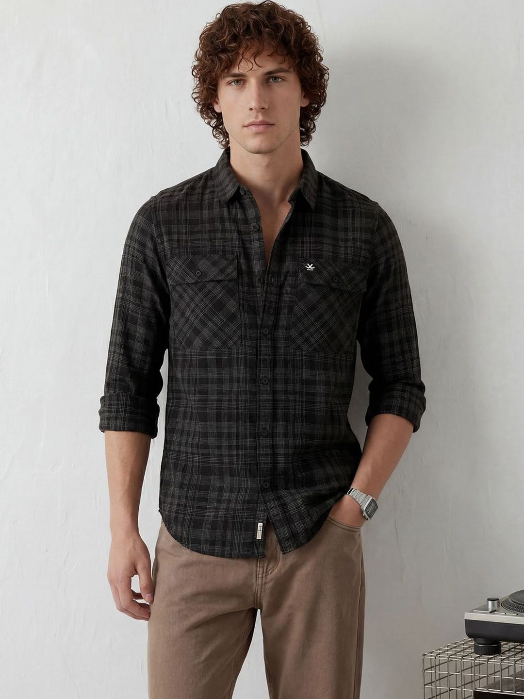 WROGN Men Slim Fit Checked Casual Shirt