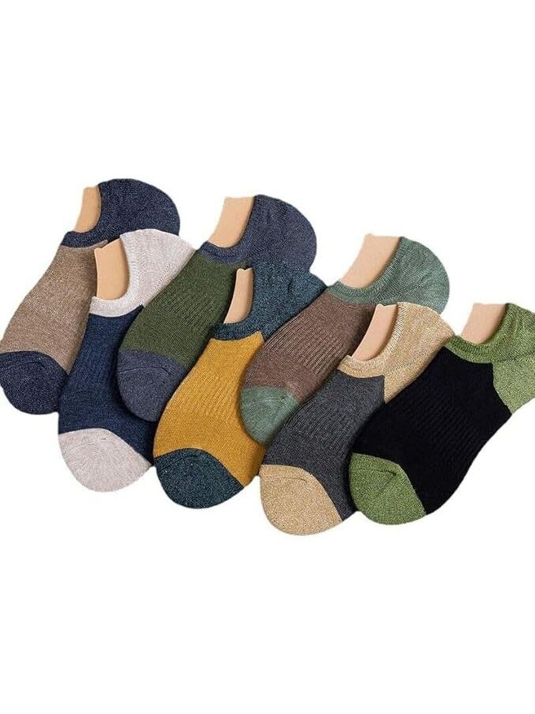 REDCARP Men Pack of 7 Cotton Colourblocked Shoe Liners Socks