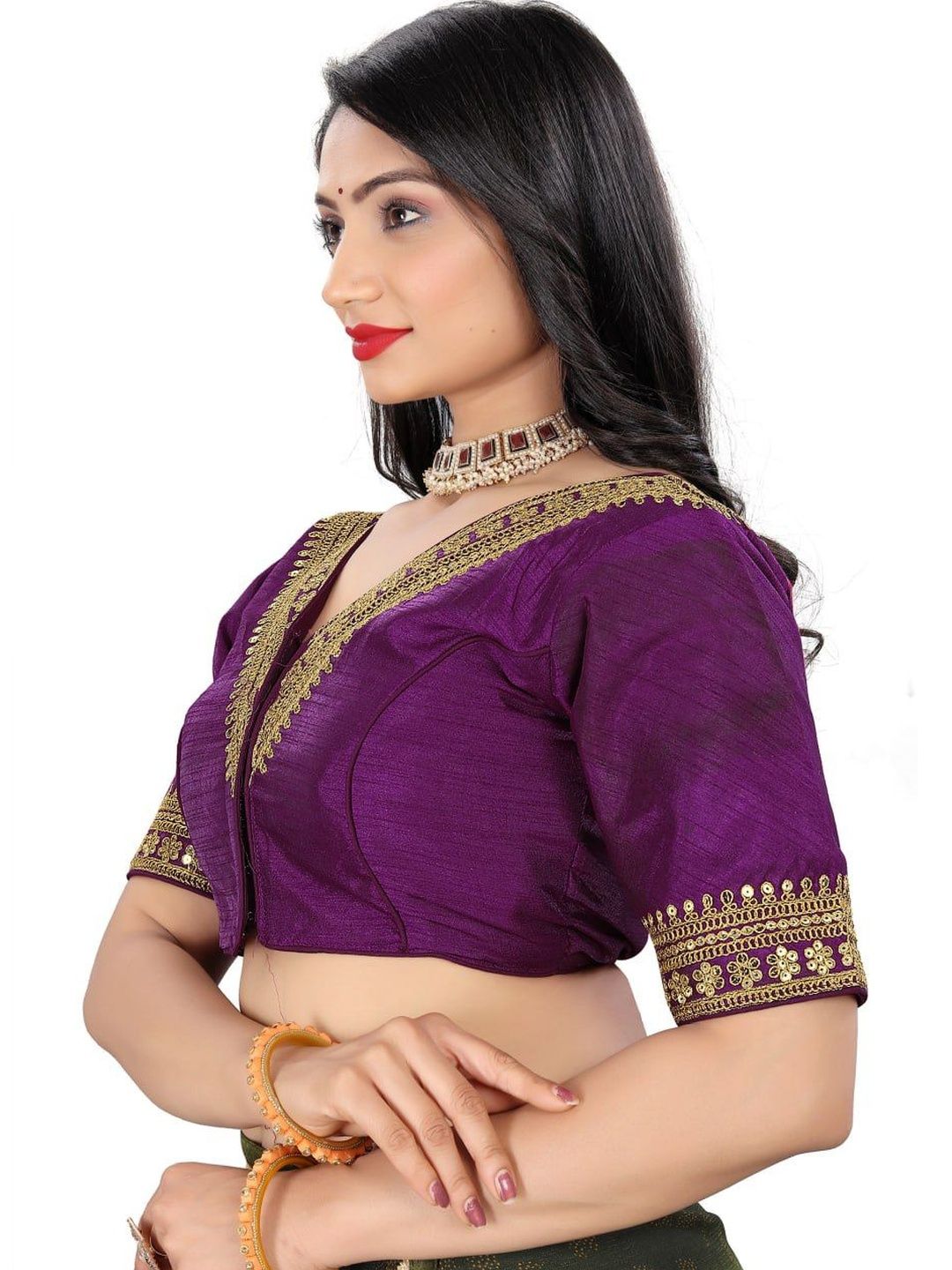 Apexaura Apexaura Silk Embroidered Zari Saree Blouse