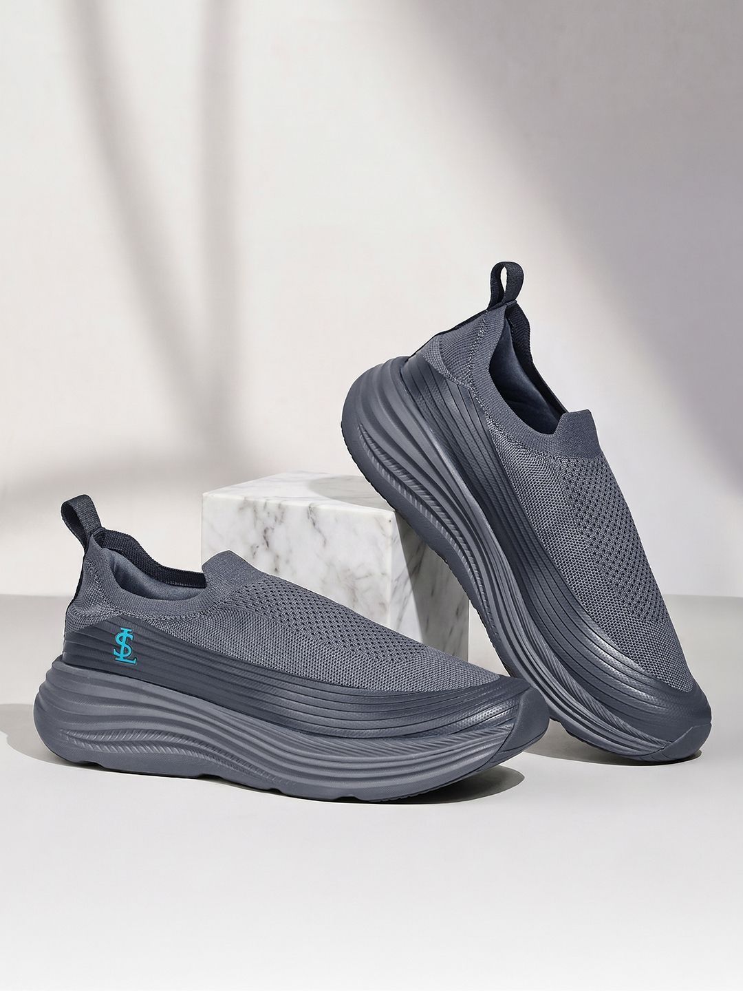 LOUIS STITCH Mens Graphite Grey RISE X Ultra Lightweight Athleisure Slip On Shoes