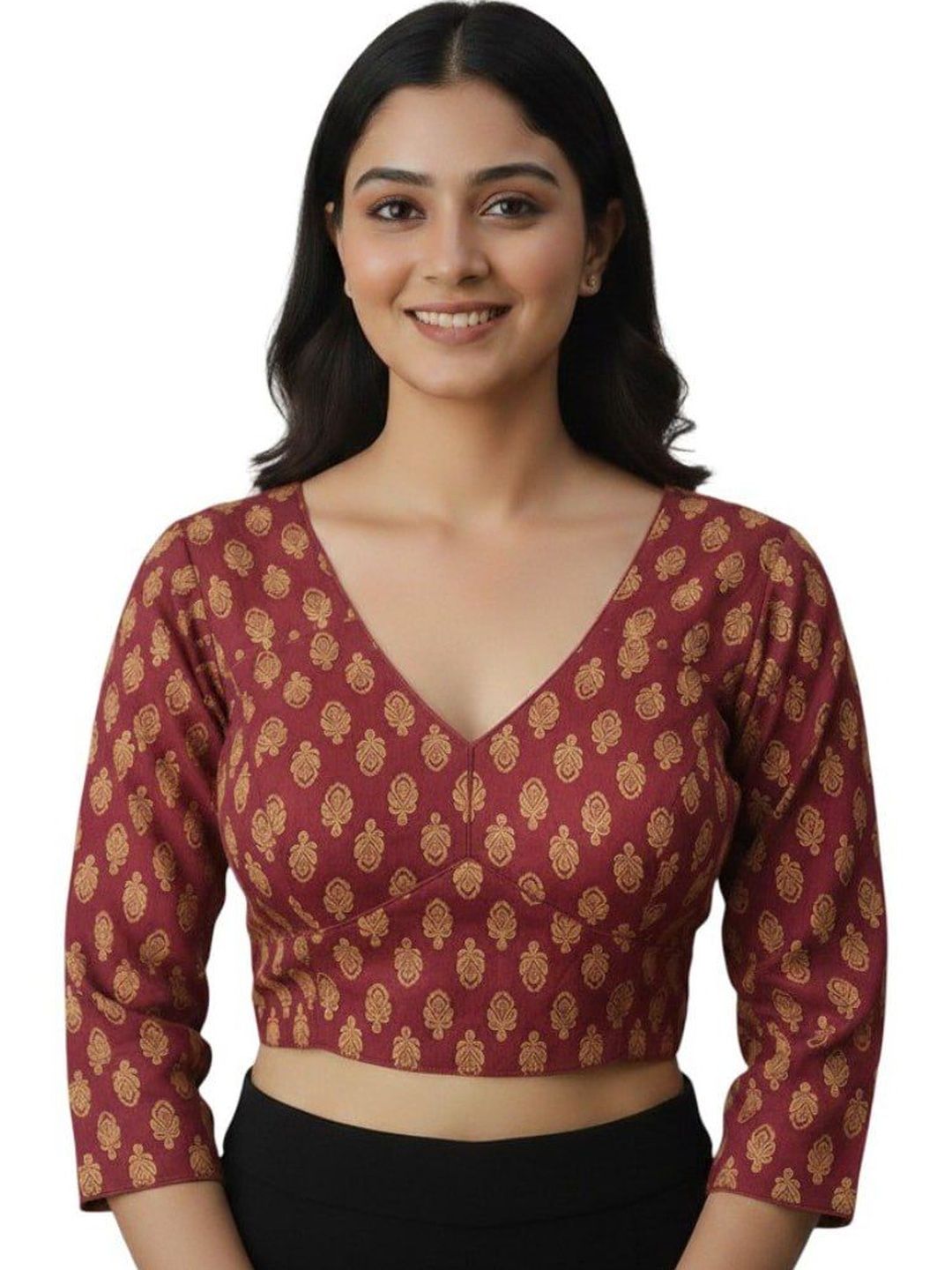 Apexaura Apexaura Cotton Printed Saree Blouse