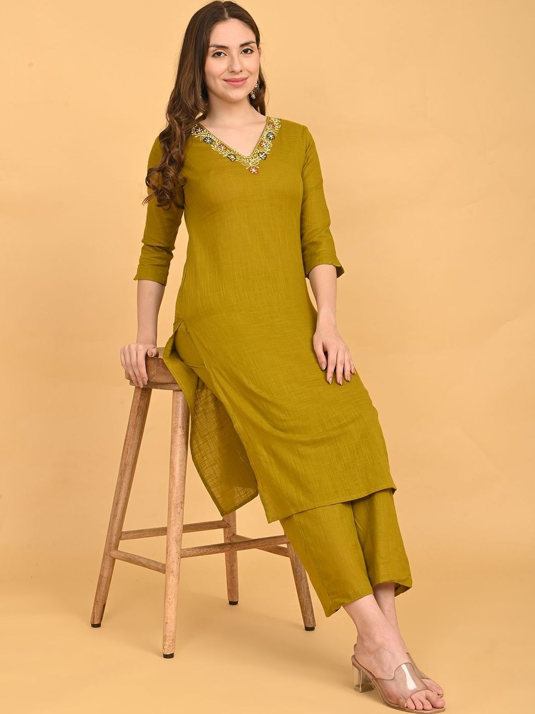 Minelli Embellished Tunic with Palazzos