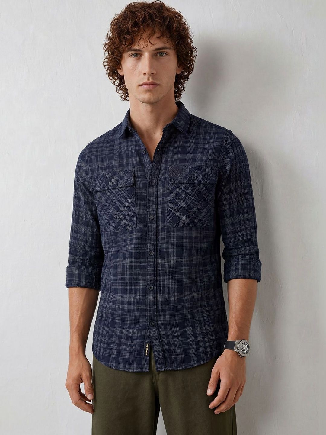 WROGN Men Slim Fit Checked Casual Shirt
