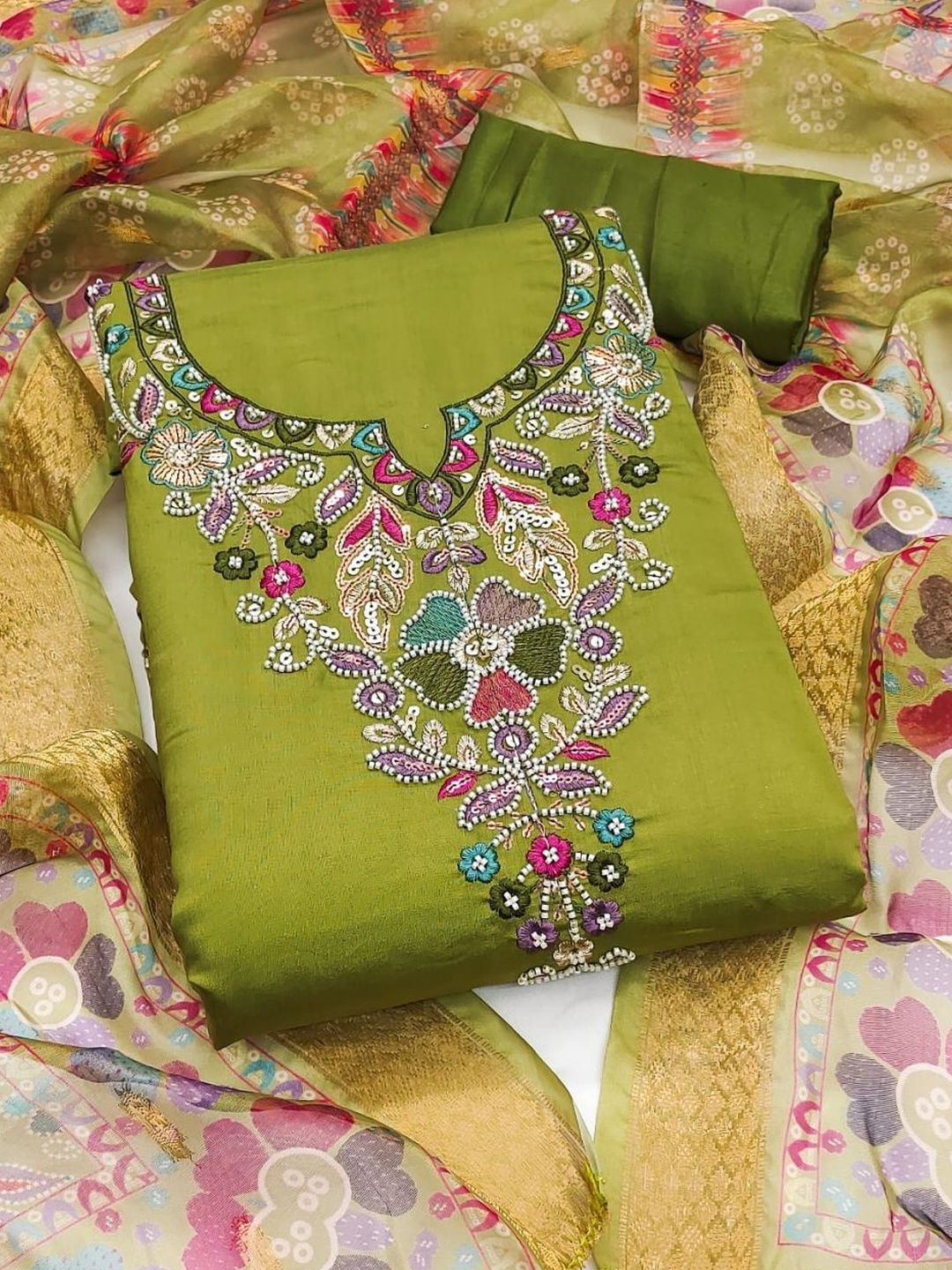 Rangtulika Ethnics Embroidered Unstitched Dress Material