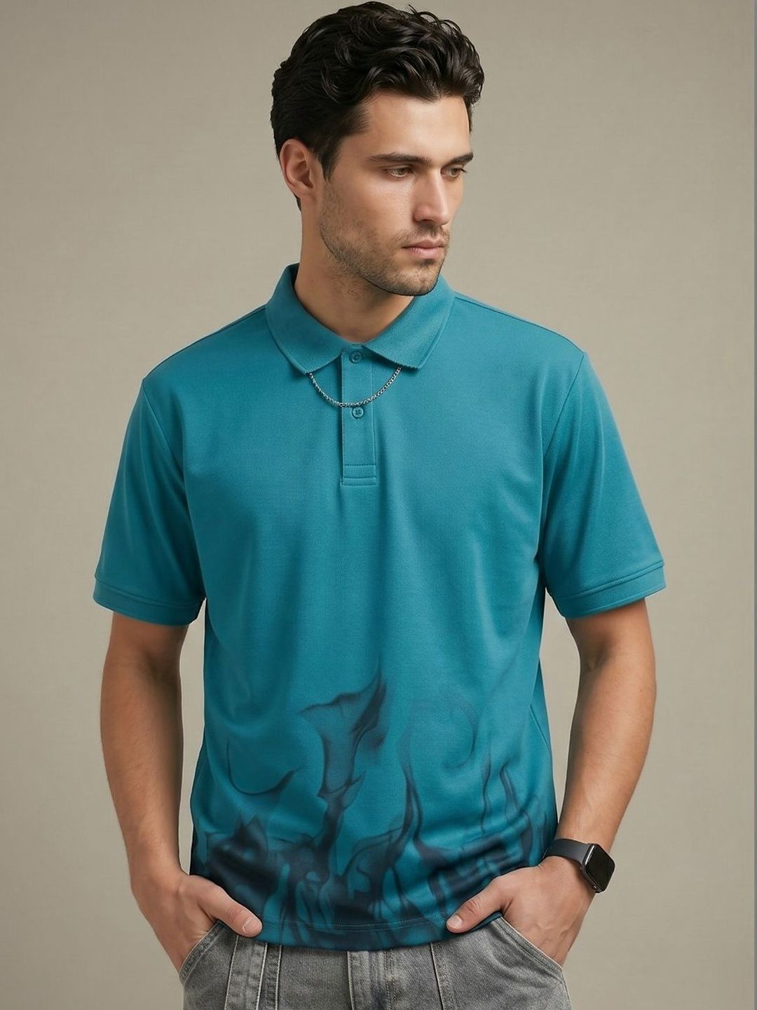 glitchez Men Printed Polo Collar T-shirt