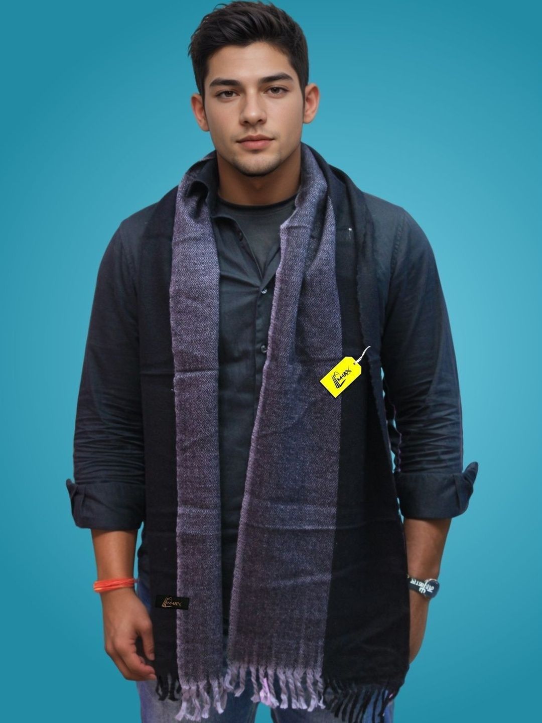 MHAX Men Patterned Merino Wool Mufflers