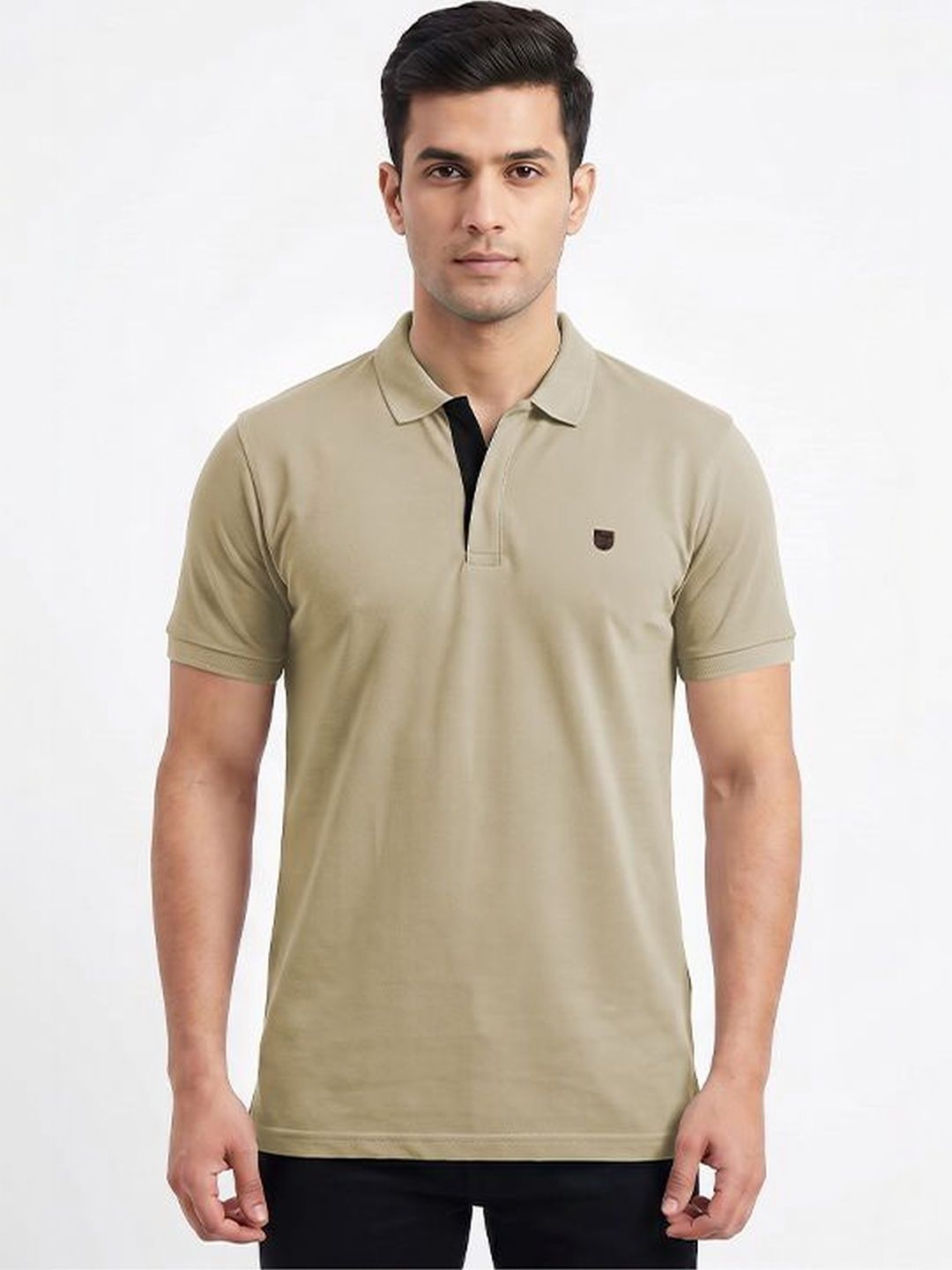Plugin Khaki Polo Collar Regular Fit T-shirt