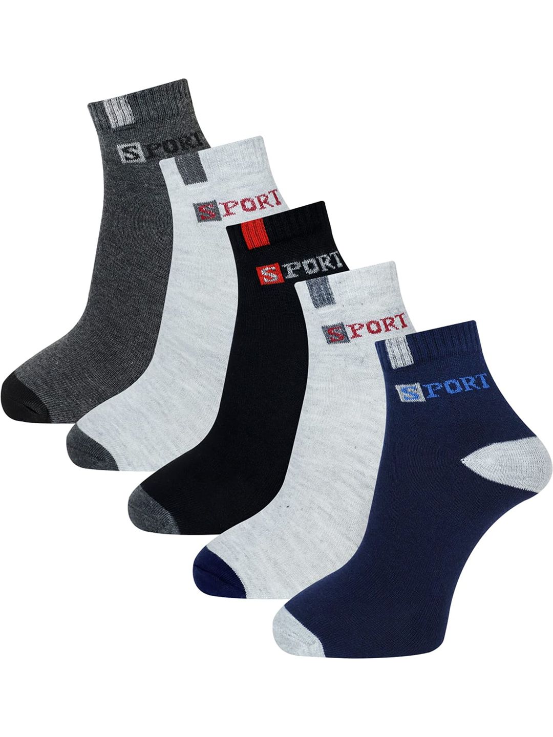 akeet trend Men Pack of 5 Cotton Assorted Patterned Ankle Length Socks