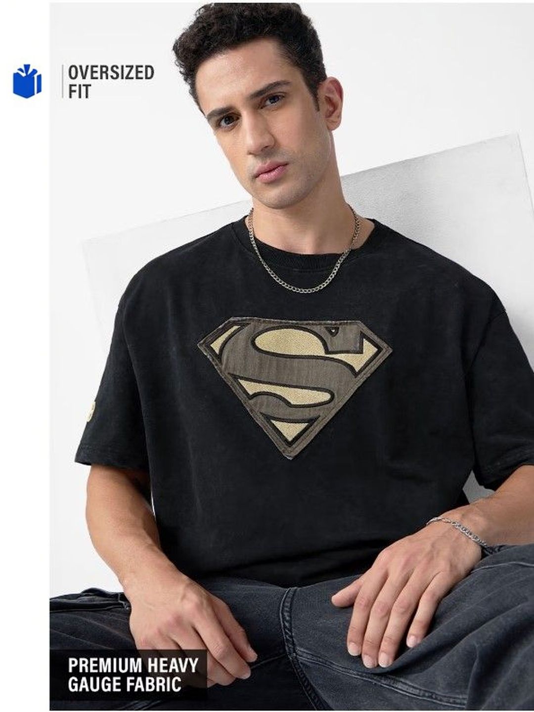 Xpecto Style Superman Graphic Printed Oversized Round Neck T-shirt