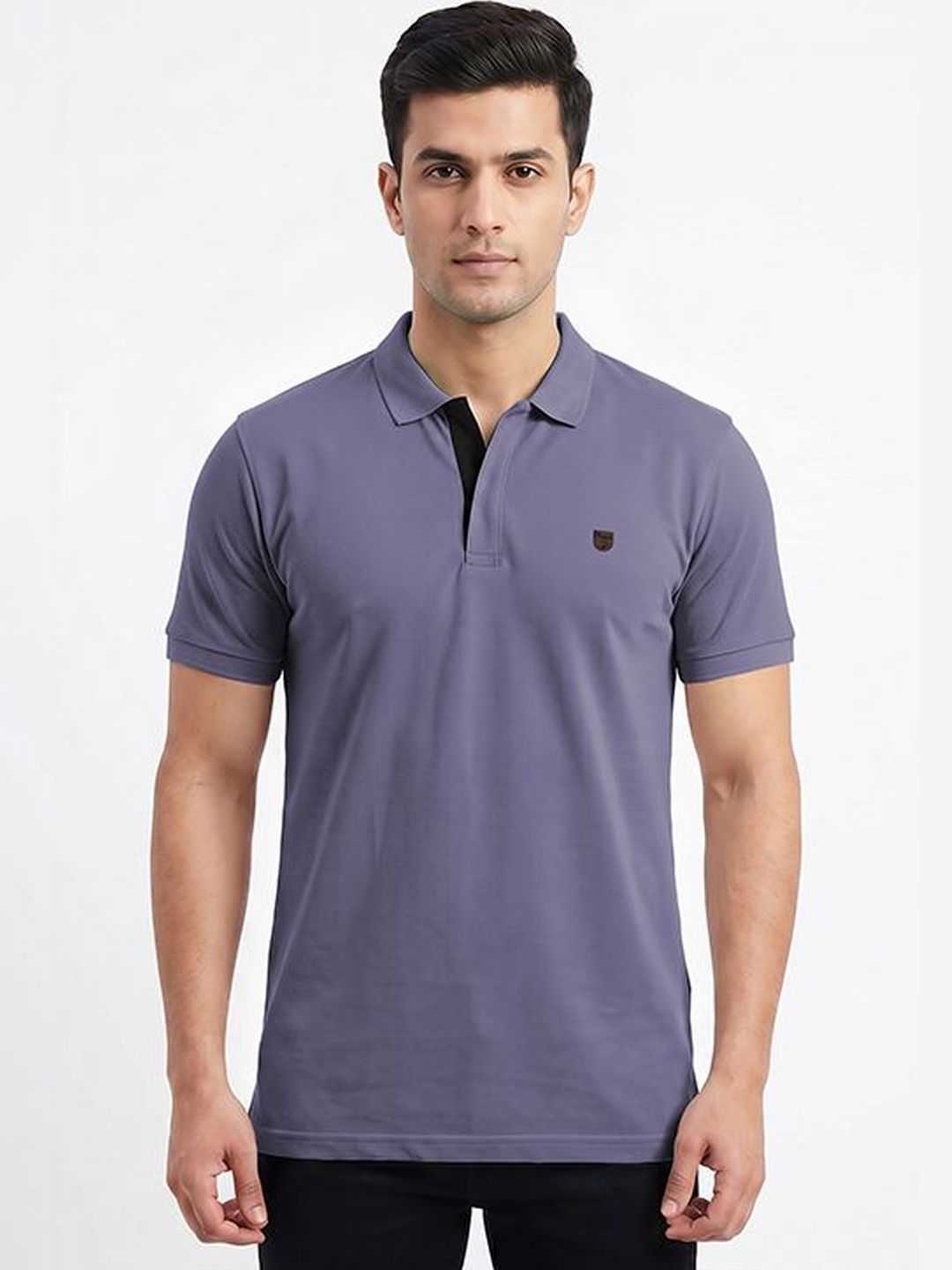 Plugin Purple Polo Collar Regular Fit T-shirt