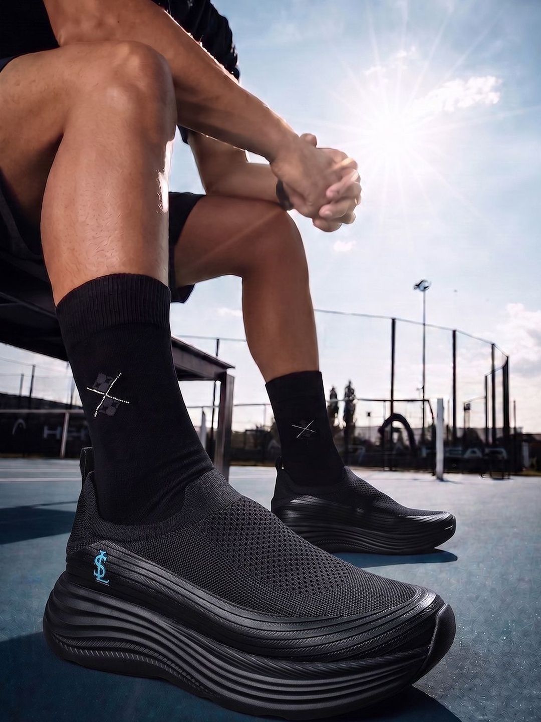 LOUIS STITCH Mens Thunder Black RISE X Ultra Lightweight Athleisure Slip On Shoes