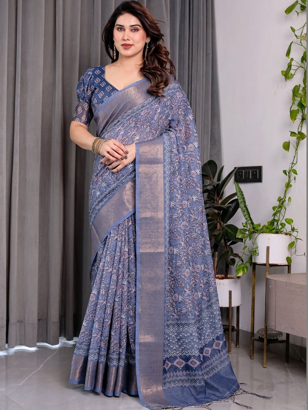 RAAS SHREE Ethnic Motifs Pure Cotton Handloom Saree