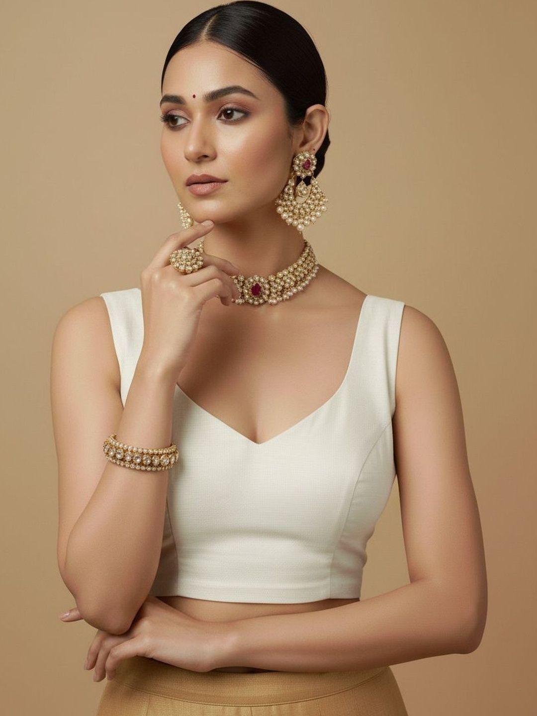 Anouk Silk Solid Saree Blouse