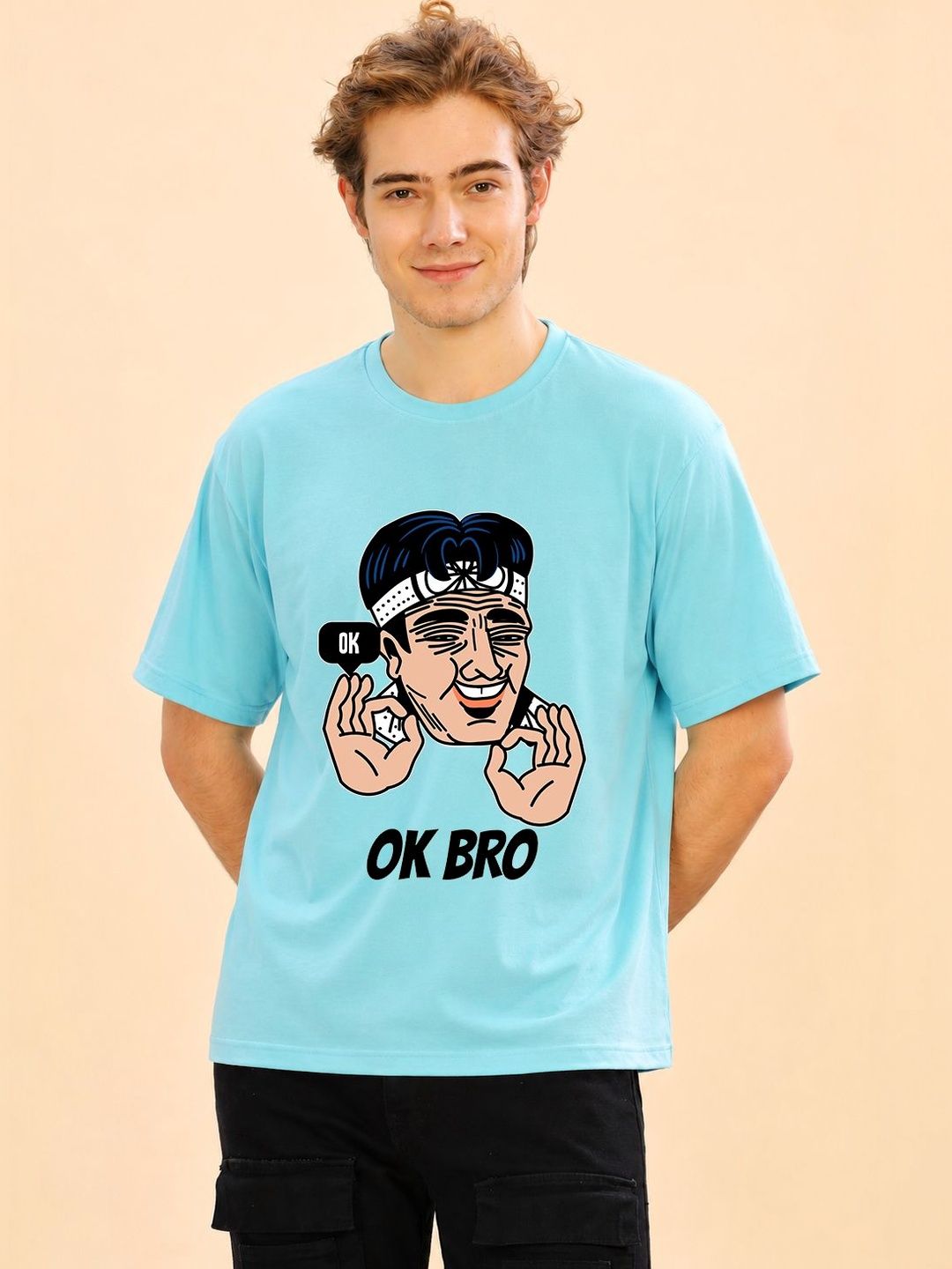 FALTU.CO Men Graphic Printed Pure Cotton Oversized T-shirt