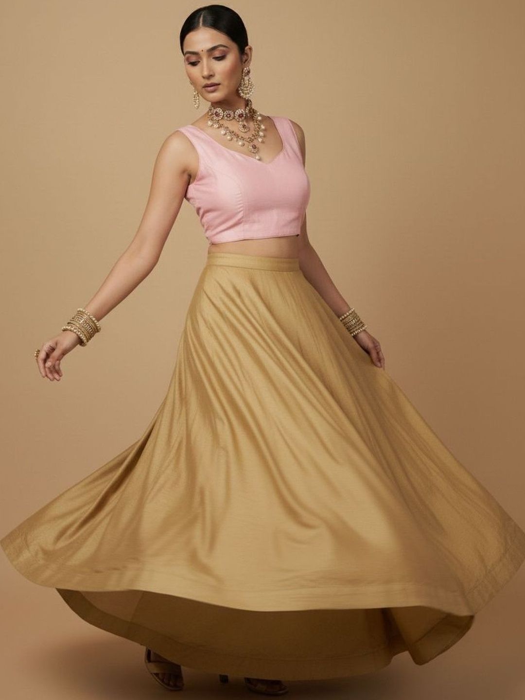 Anouk Silk Solid Saree Blouse