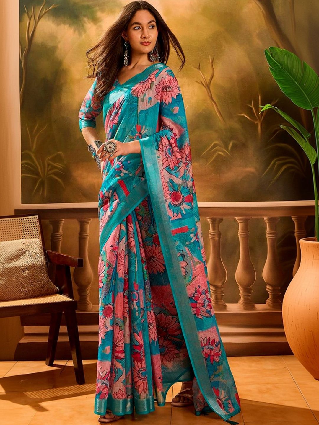 Wentra Wentra Floral Art Silk Designer Saree