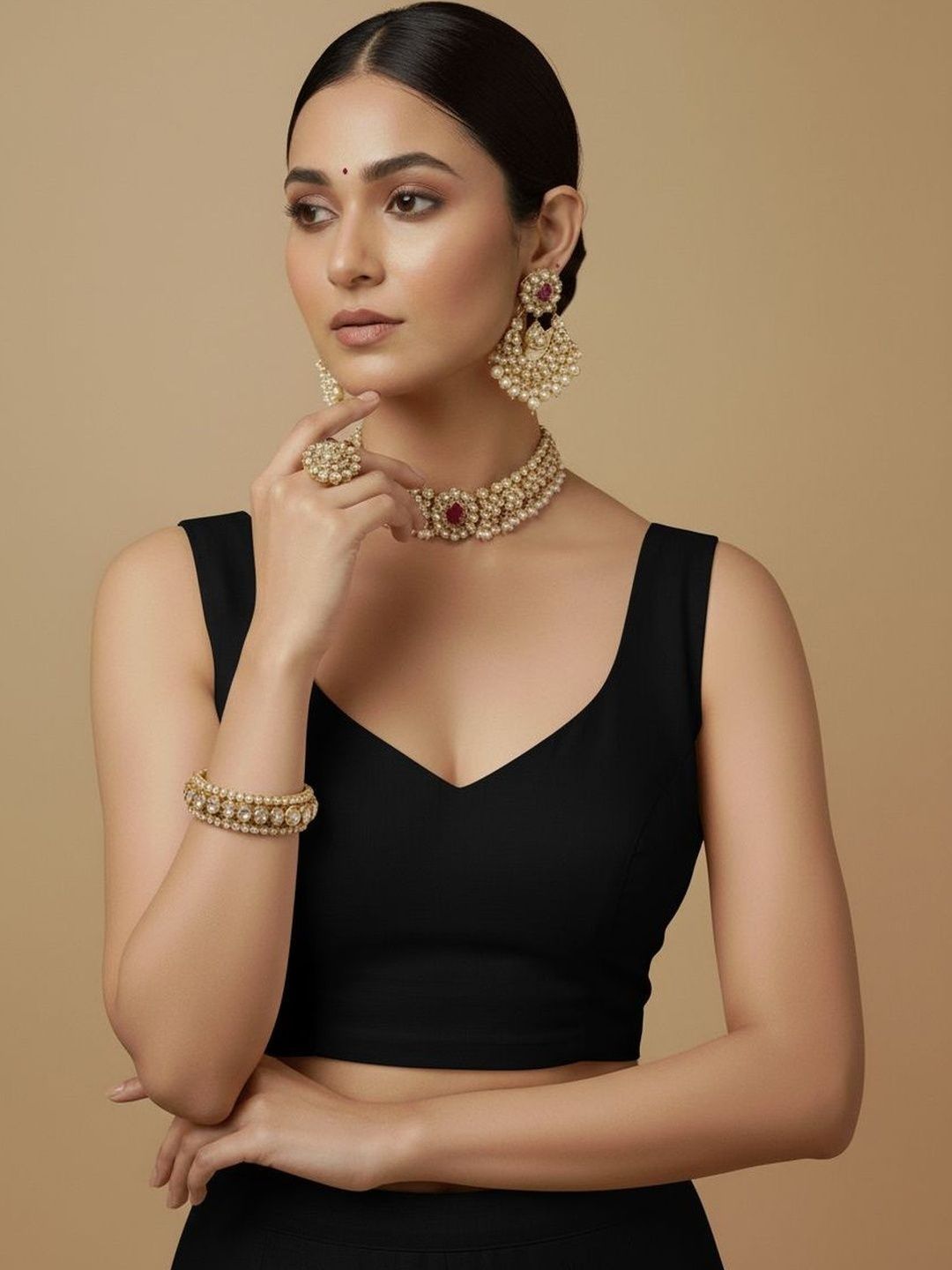 Anouk Anouk Silk Solid Saree Blouse