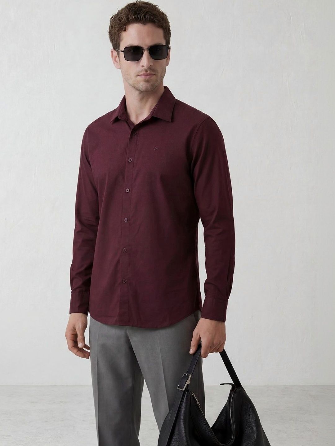 WROGN Men Solid Slim Fit Satin Casual Shirt