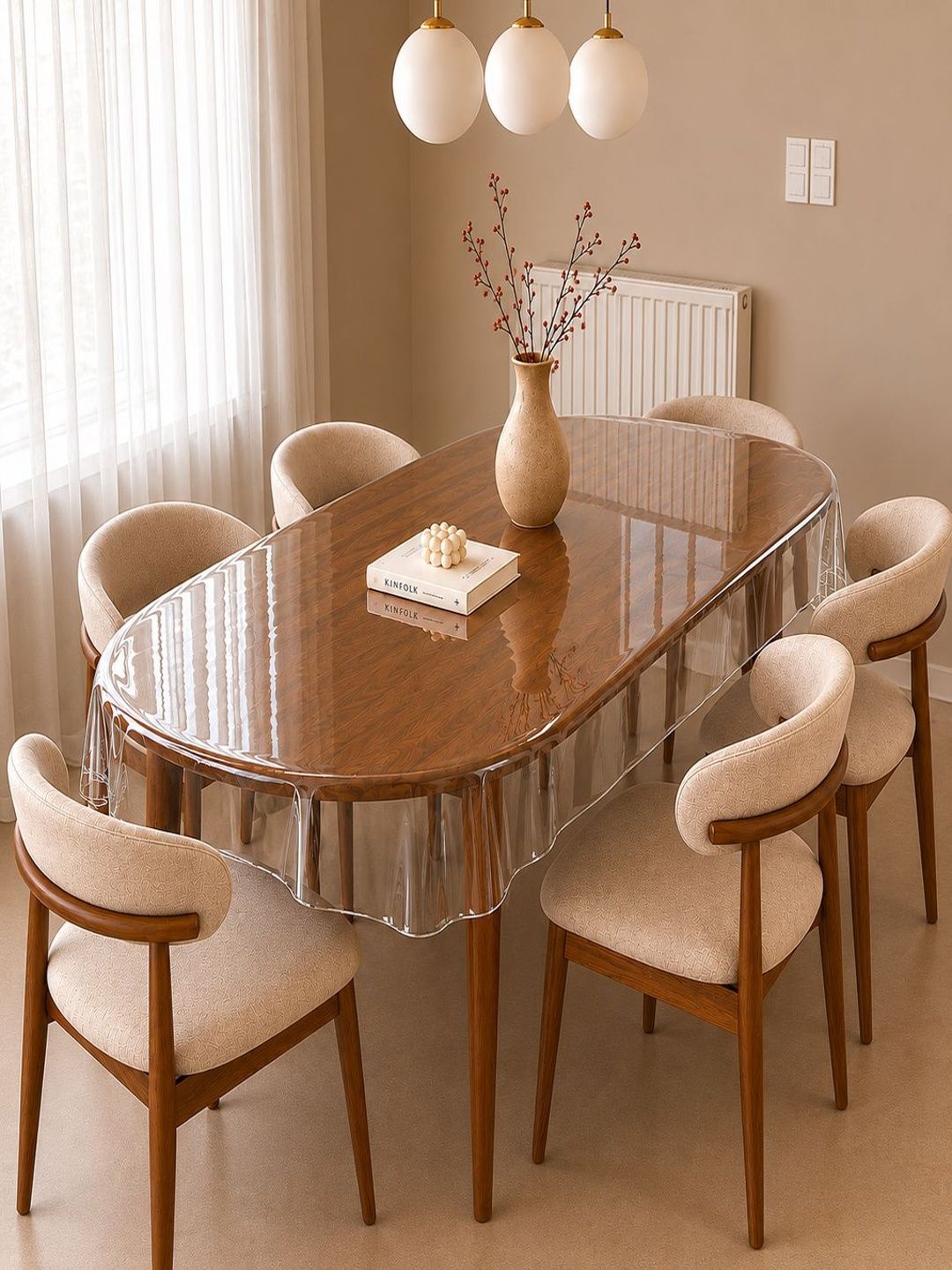 vstucart vstucart Transparent Waterproof Oval 6-Seater Table Cover