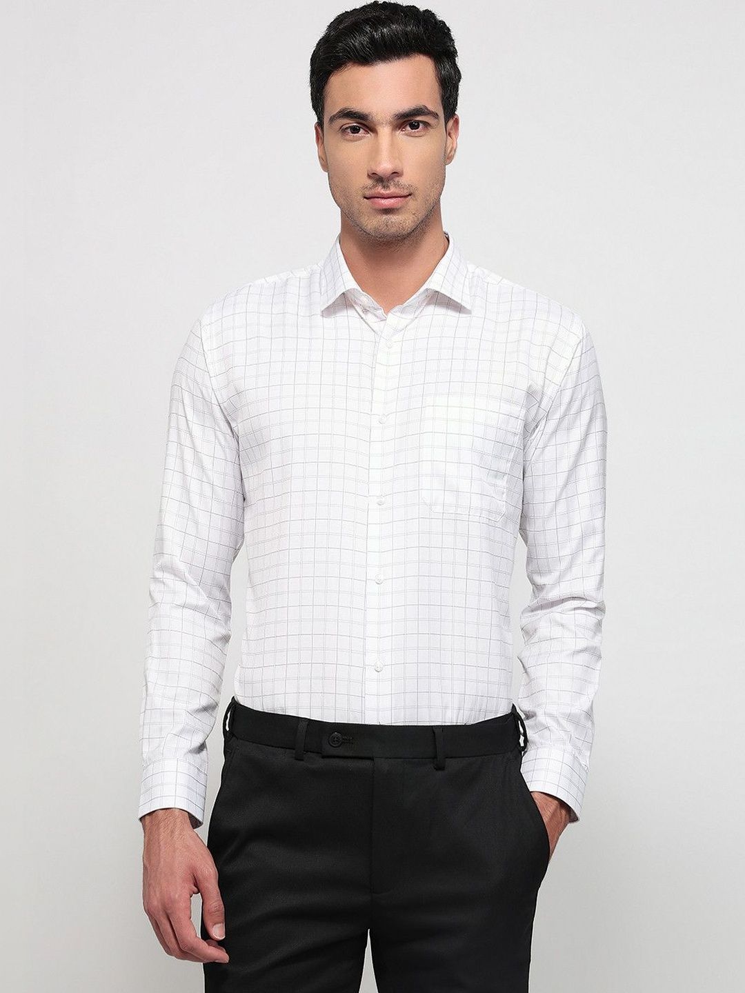 Park Avenue Men Slim Fit Windowpane Checks Checked Formal Shirt