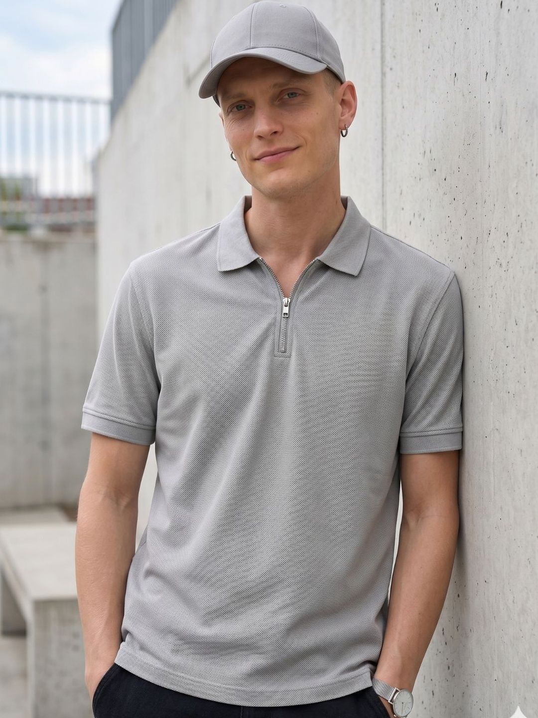 YONGE Men Polo Collar T-shirt