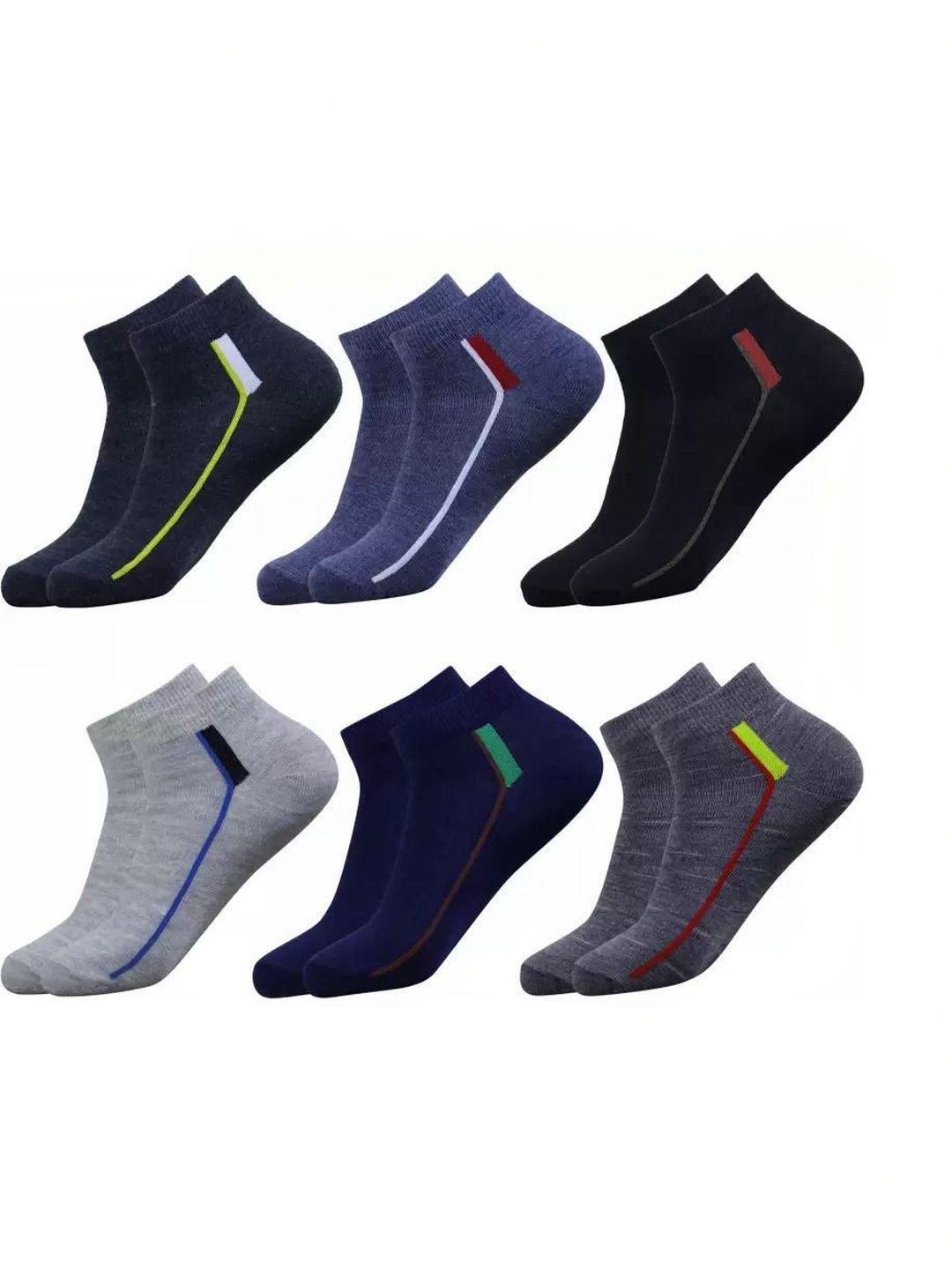 Blacktank Men Pack of 6 Cotton Patterned Ankle Length Socks