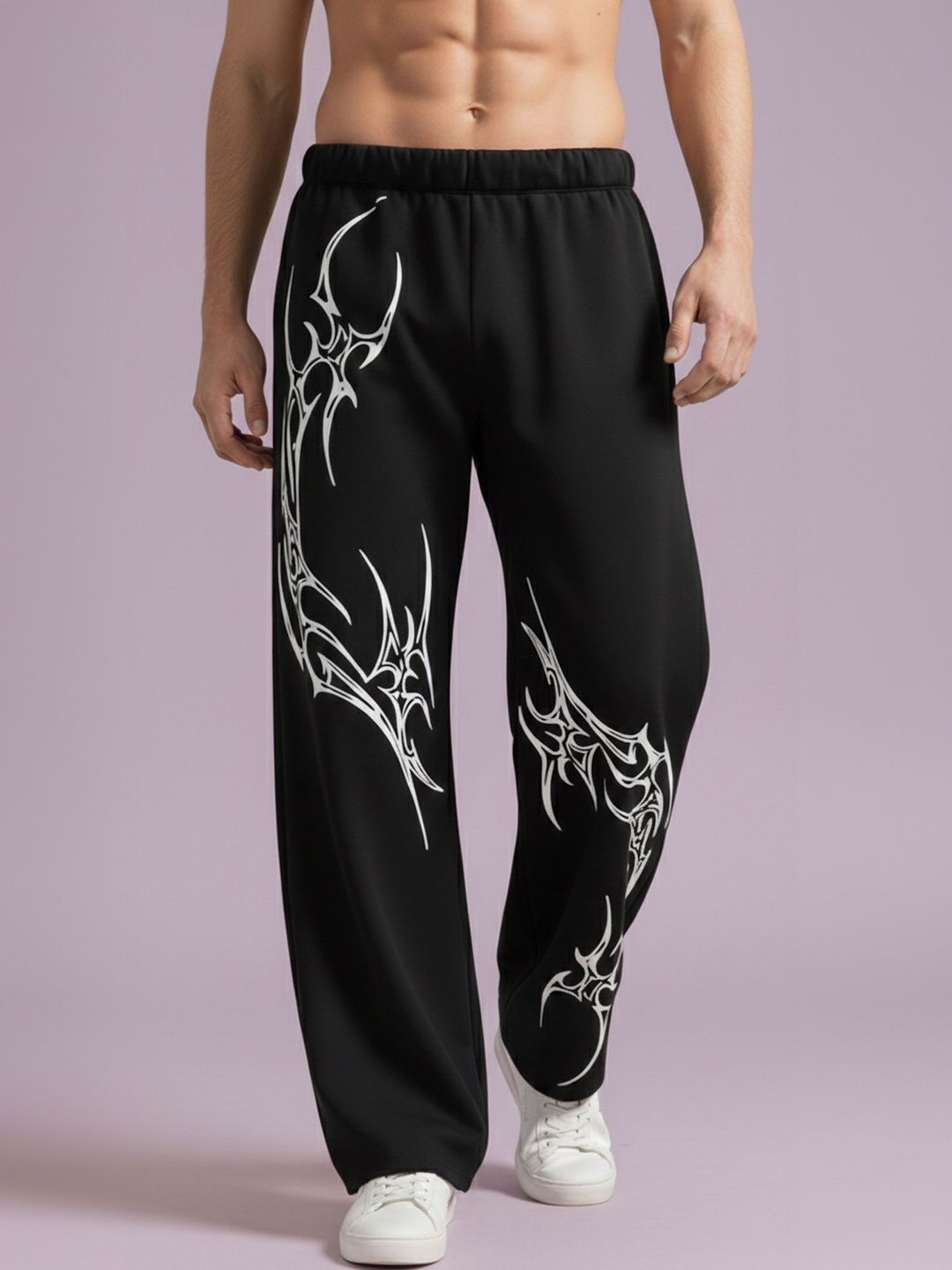 Men Straight Fit Graphic Print Track Pants R.Code by The Roadster Life Co. Men Straight Fit Graphic Print Track Pants