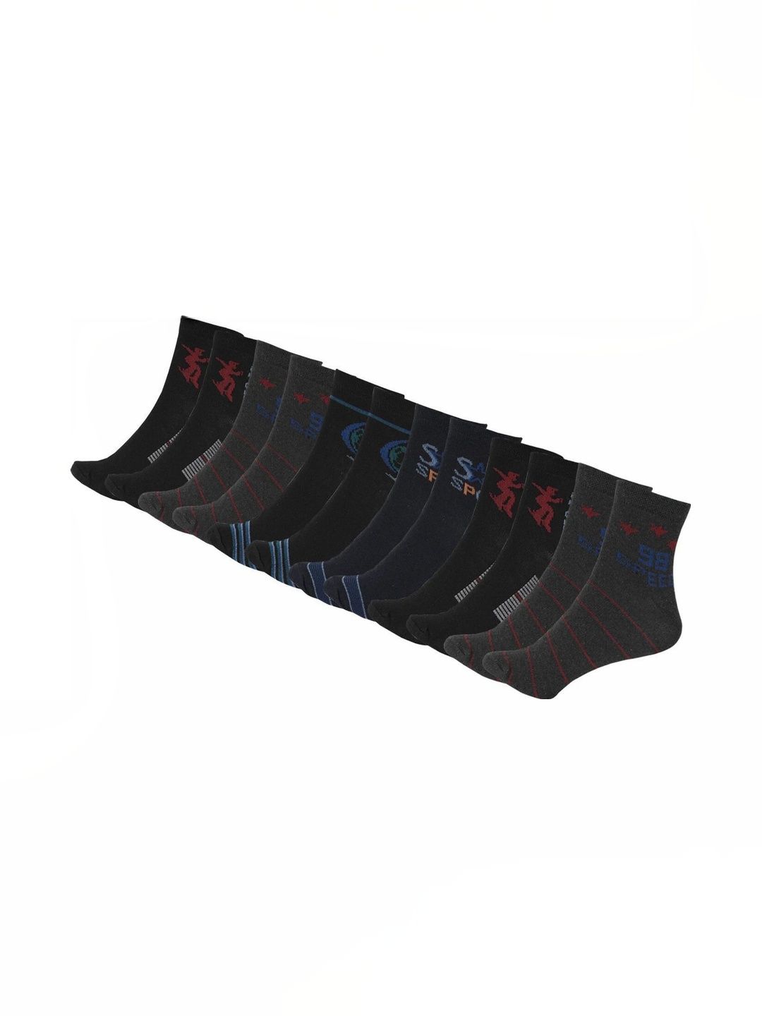 Blacktank Men Pack of 6 Cotton Patterned Calf Length Socks