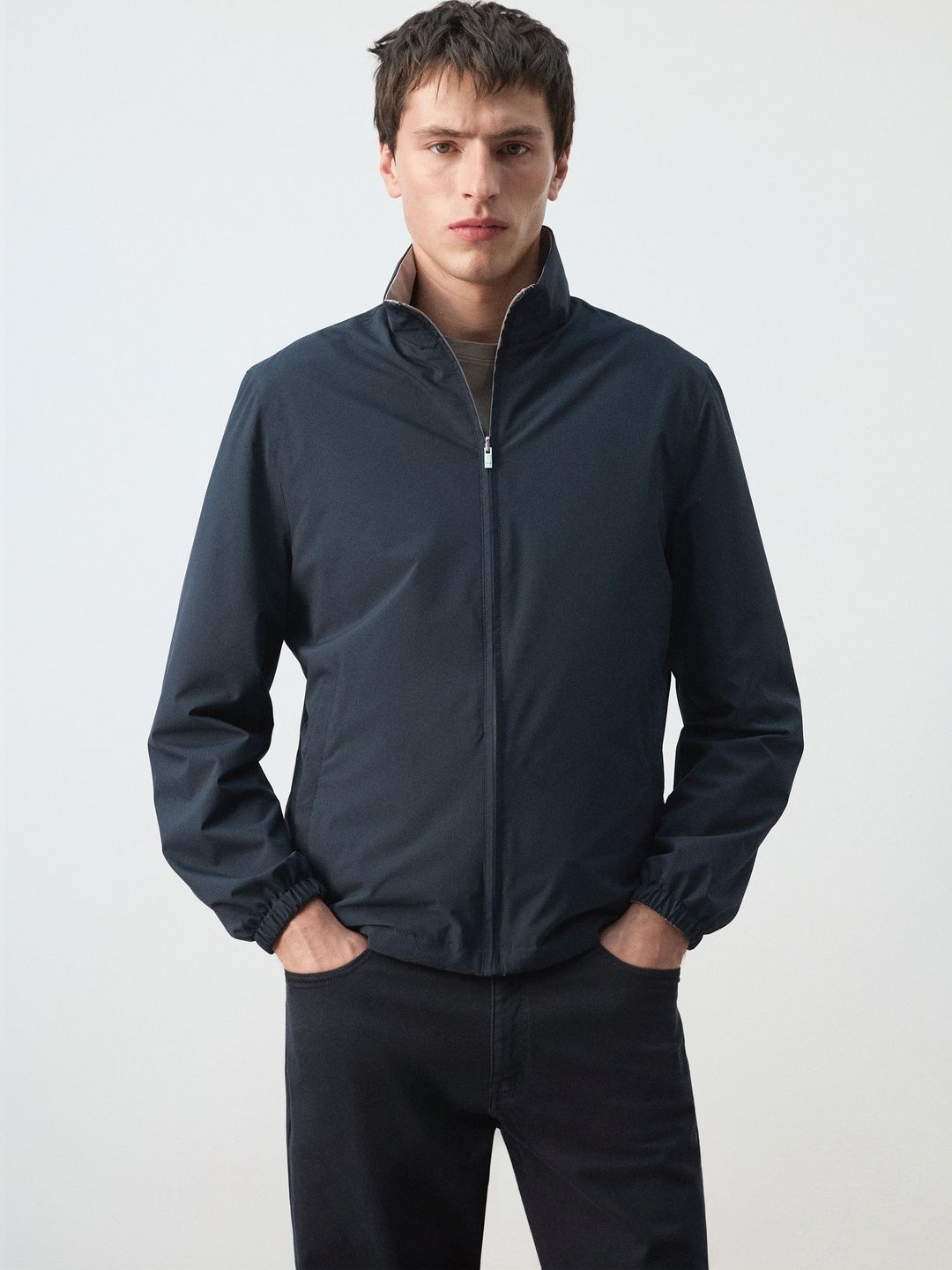 MANGO MAN Mock Collar Reversible Tailored Jacket