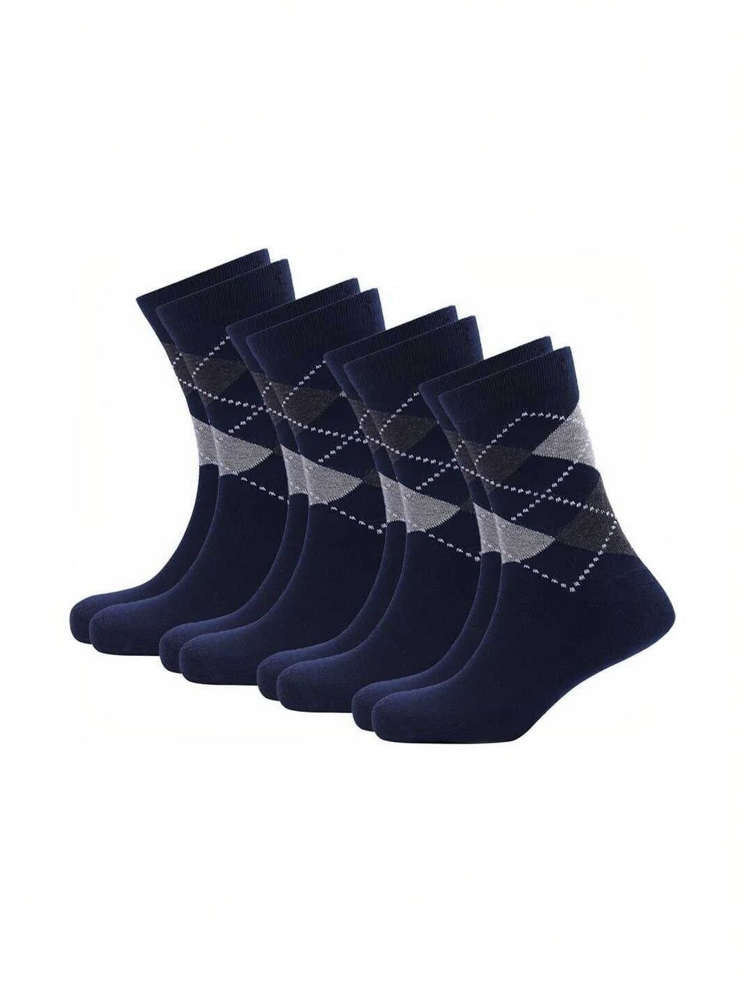 Blacktank Men Pack of 4 Cotton Patterned Calf Length Socks