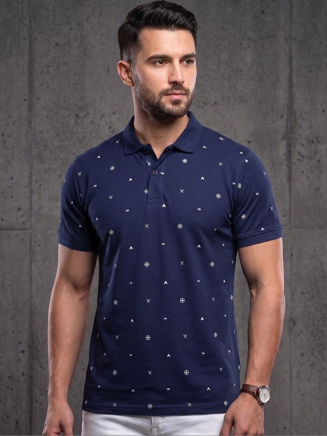 Mast & Harbour Men Printed Polo Collar T-shirt