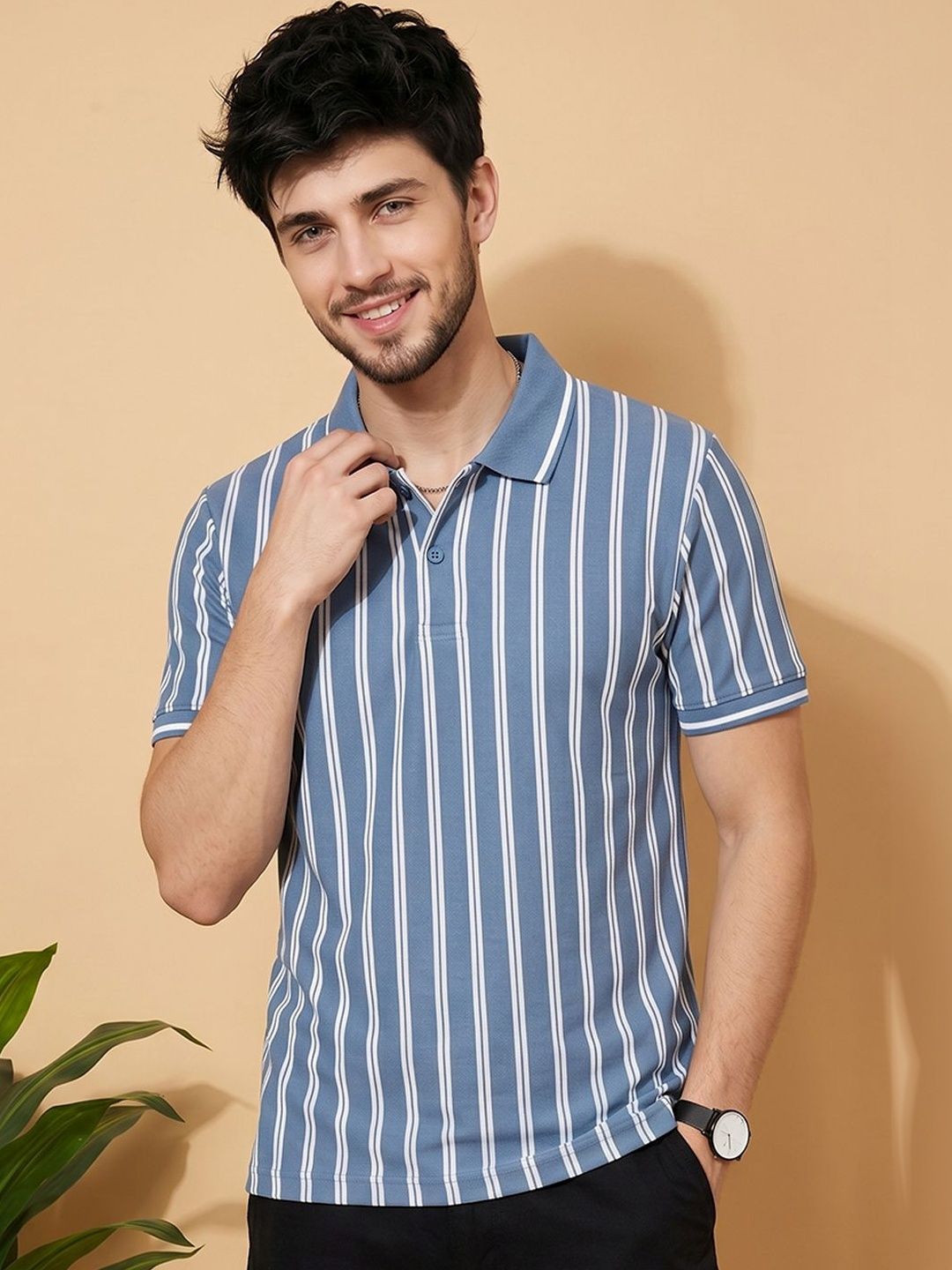 Kook N Keech Men Striped Polo Collar T-shirt