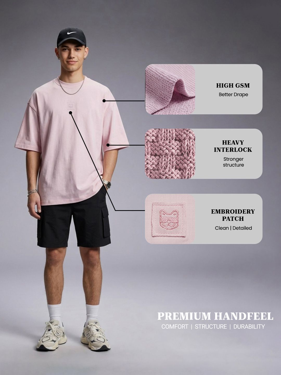 Drop Zero by Glitchez Oversized Heavy Interlock Pure Cotton T-shirt