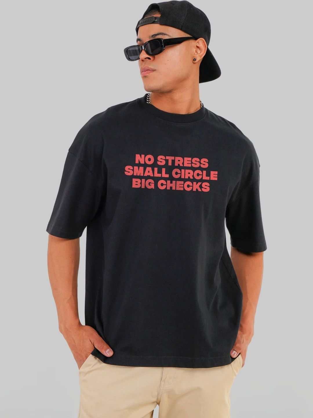 LazyGreg Men Oversized Typography Printed Cotton T-shirt