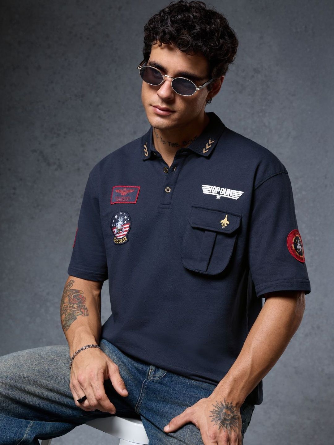 Buy The Souled Store Men Top Gun Classic Printed Navy Blue