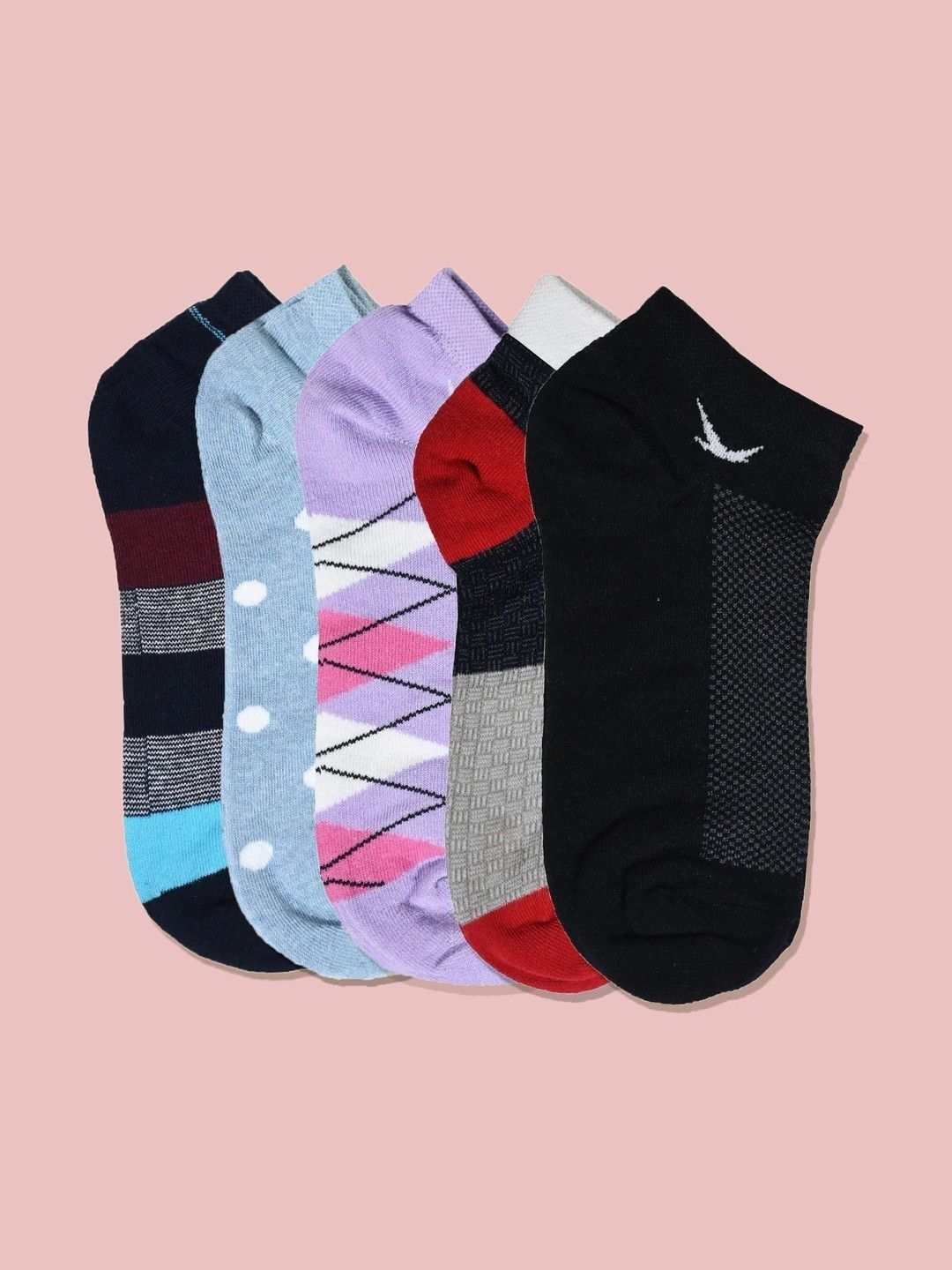 HiFlyers Men Pack of 5 Cotton Assorted Ankle Length Socks