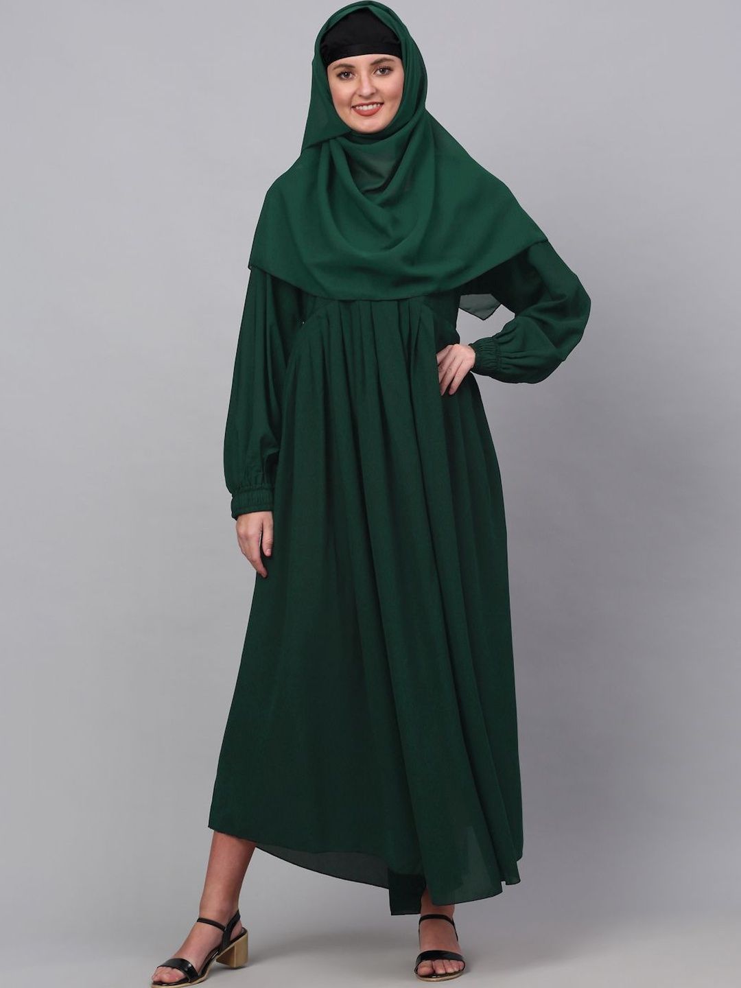 Moda Rapido Round Neck Abaya Burqa With Scarf