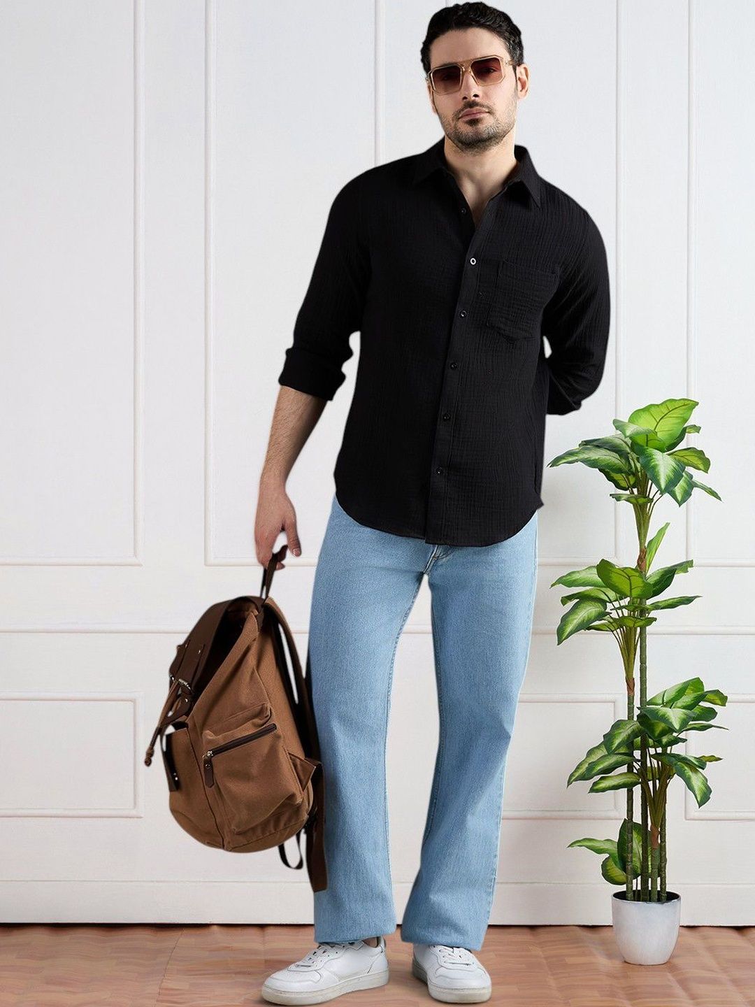 THE SHIRT CODE Men Regular Fit Solid Pure Cotton Casual Shirt