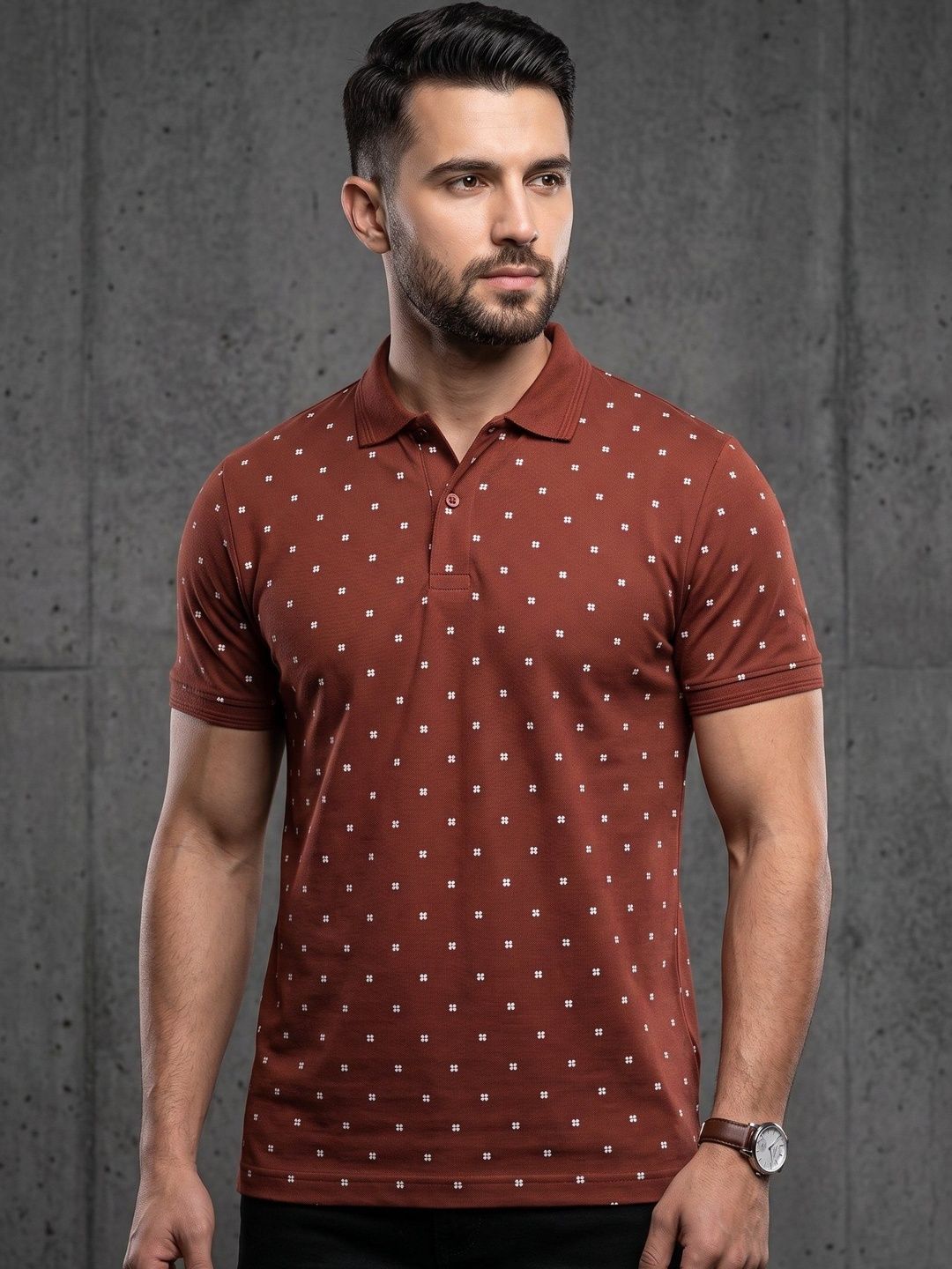 Mast & Harbour Men Printed Polo Collar T-shirt