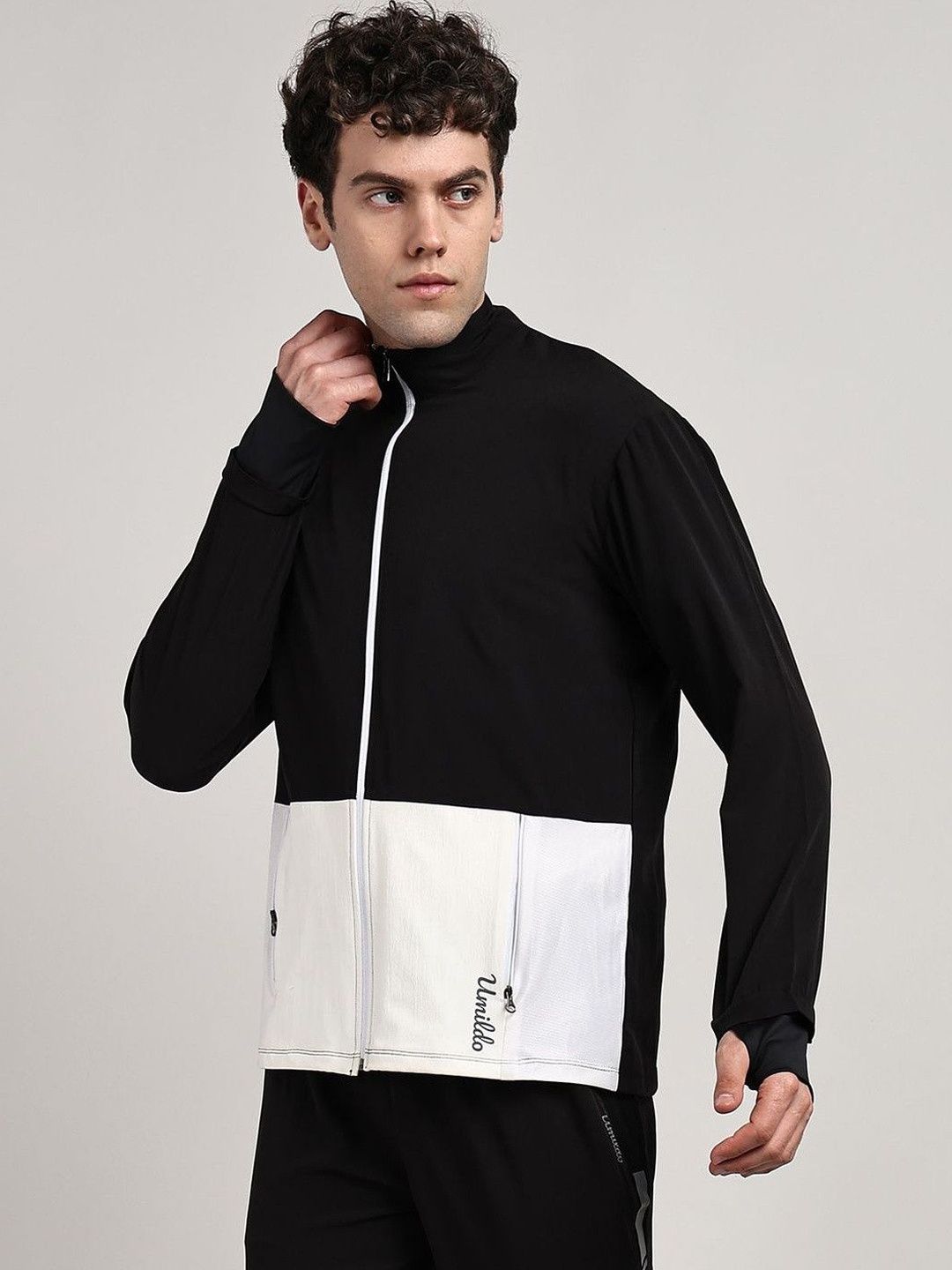 UMILDO Men Colourblocked Lightweight Training or Gym Sporty Jacket