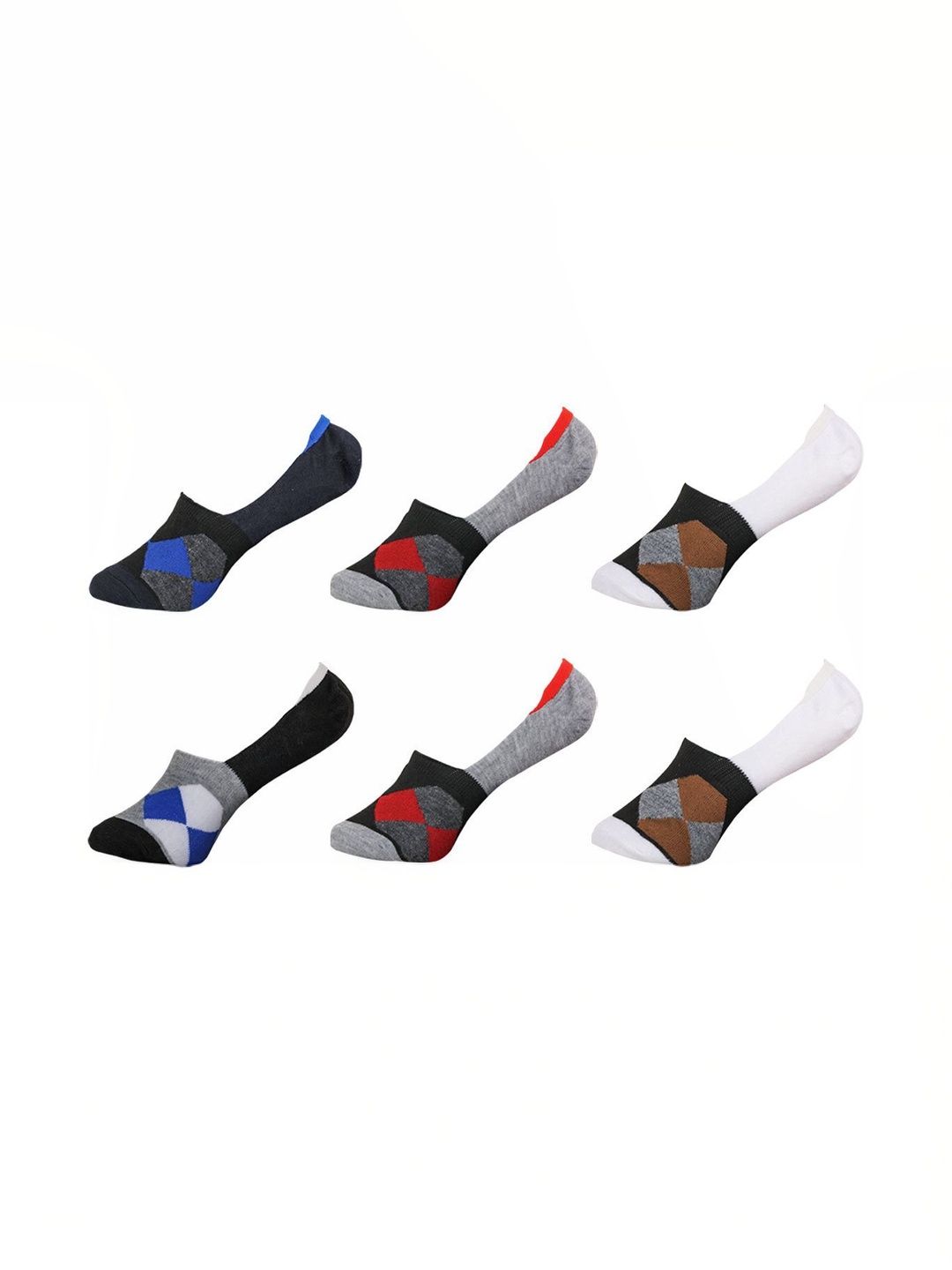 Blacktank Men Pack of 6 Cotton Patterned Shoe Liners Socks