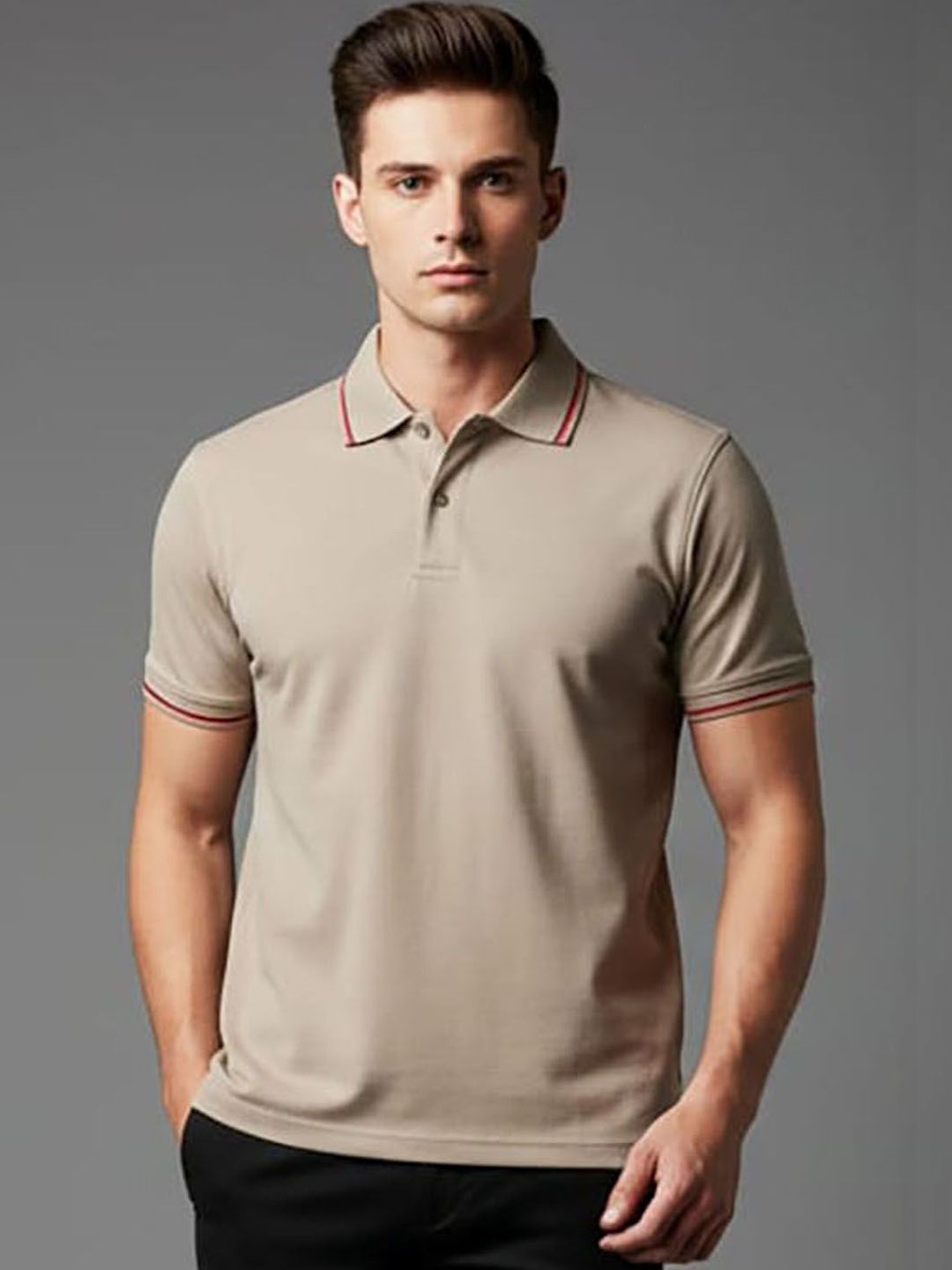 HERE&NOW Men Polo Collar T-shirt