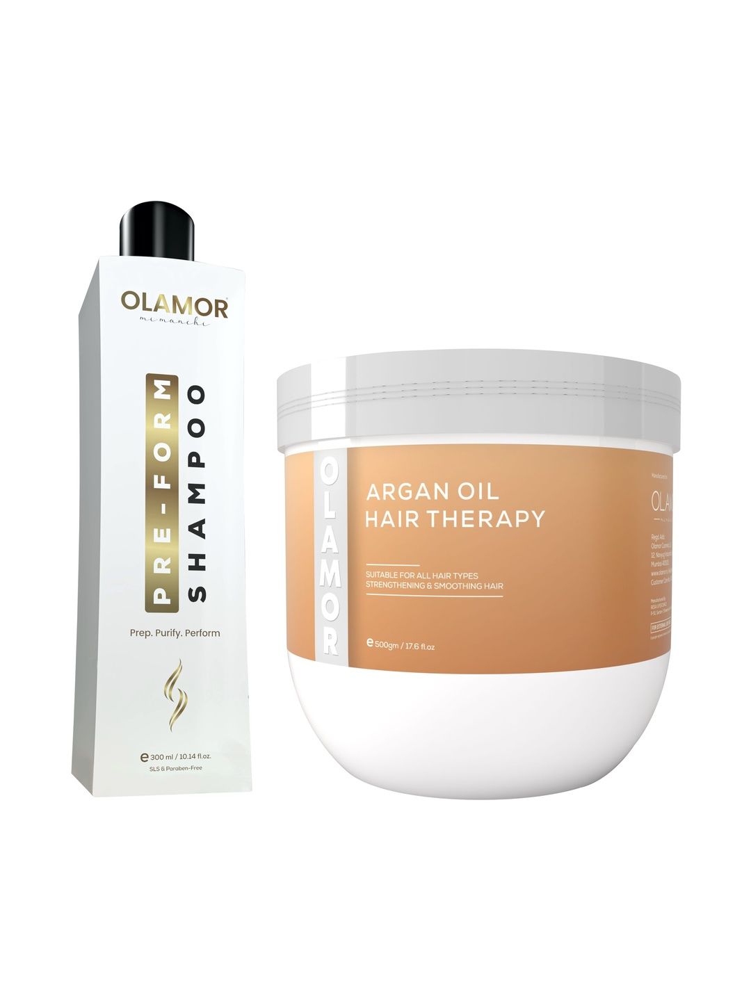 OLAMOR Set Of 2 Pre form Shampoo - 300 ml & Argan Oil Therapy - 500 g