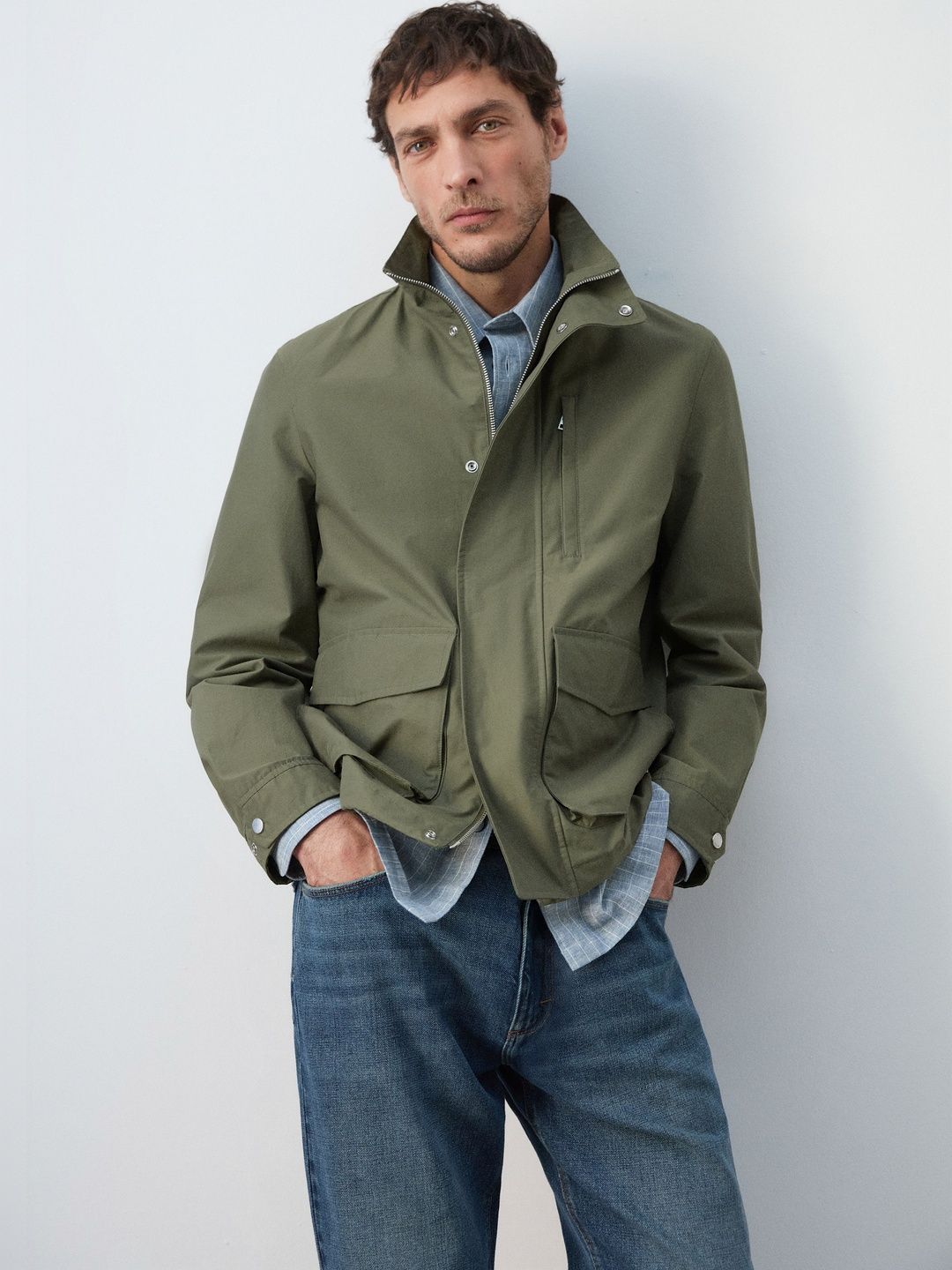 MANGO MAN Mock Collar Tailored Jacket