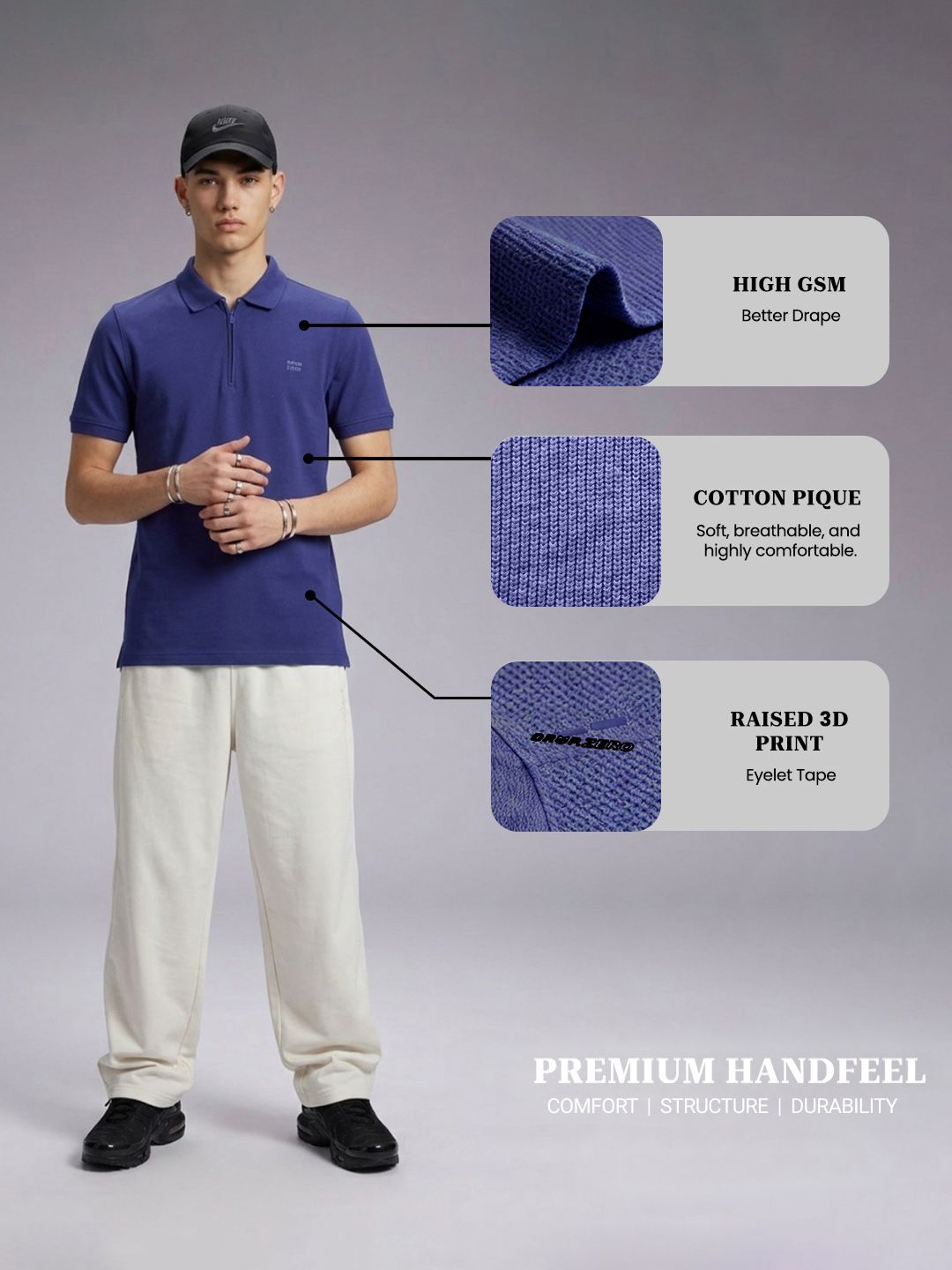 glitchez Drop Zero Polo Collar Cotton Pique Pure Cotton T-shirt