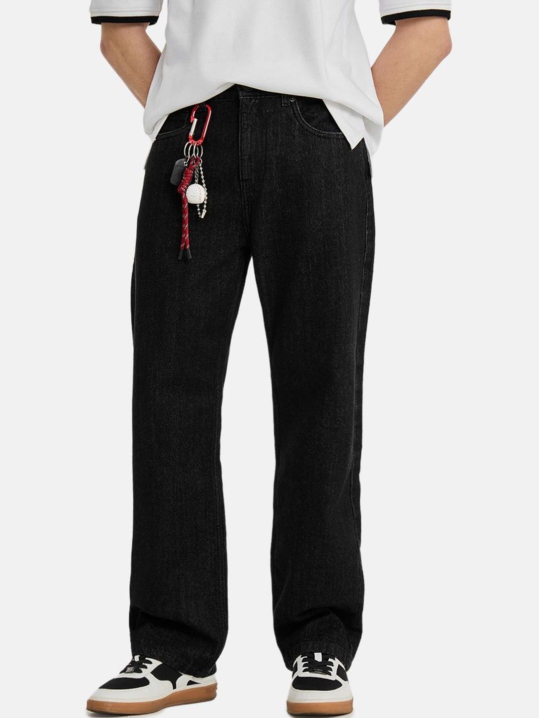 Snitch Dark Grey Mid-Rise Straight Fit Jeans