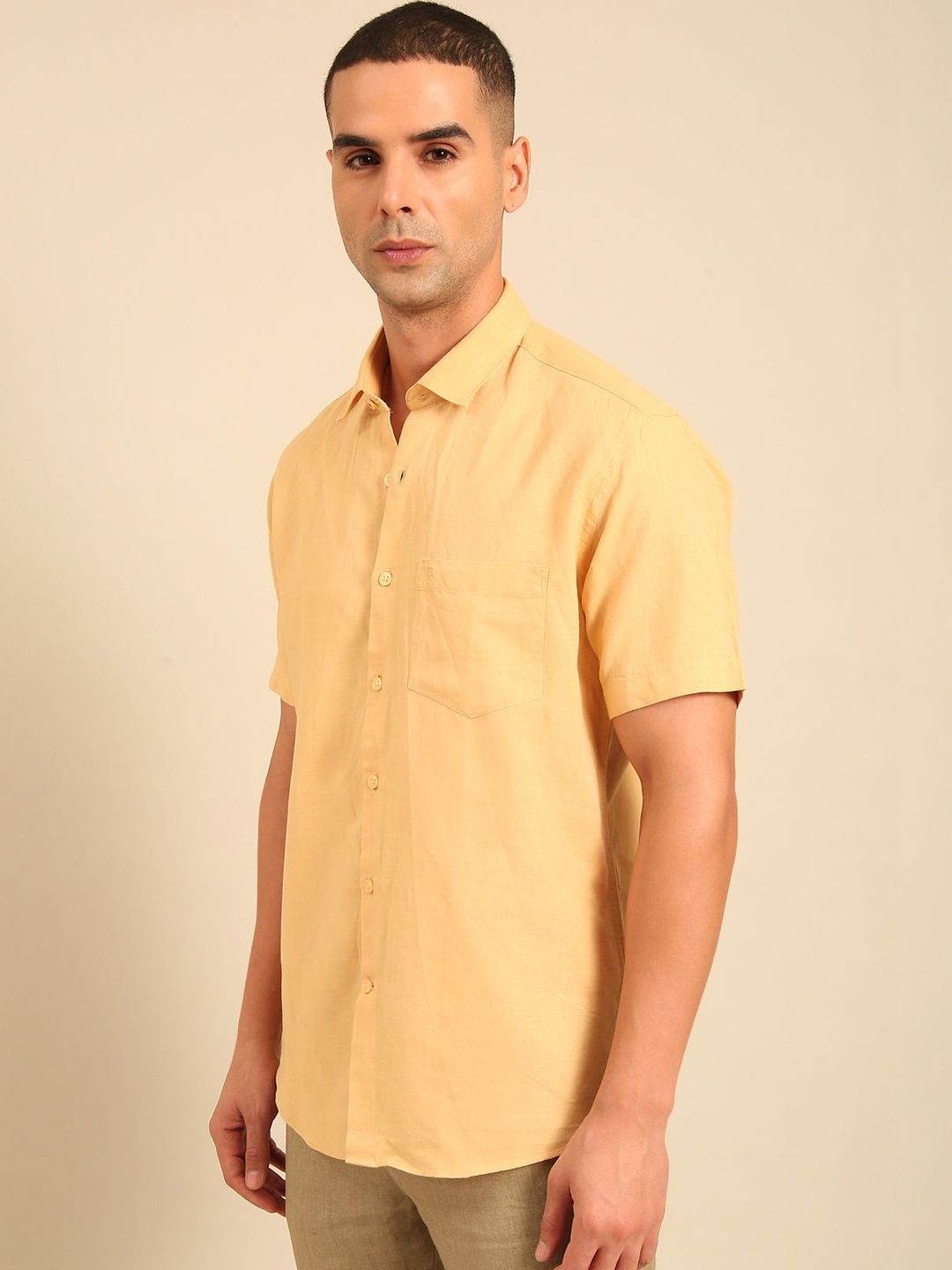 Solid Linen Causal Shirt Linen Club Men Solid Regular Fit Linen Casual Shirt