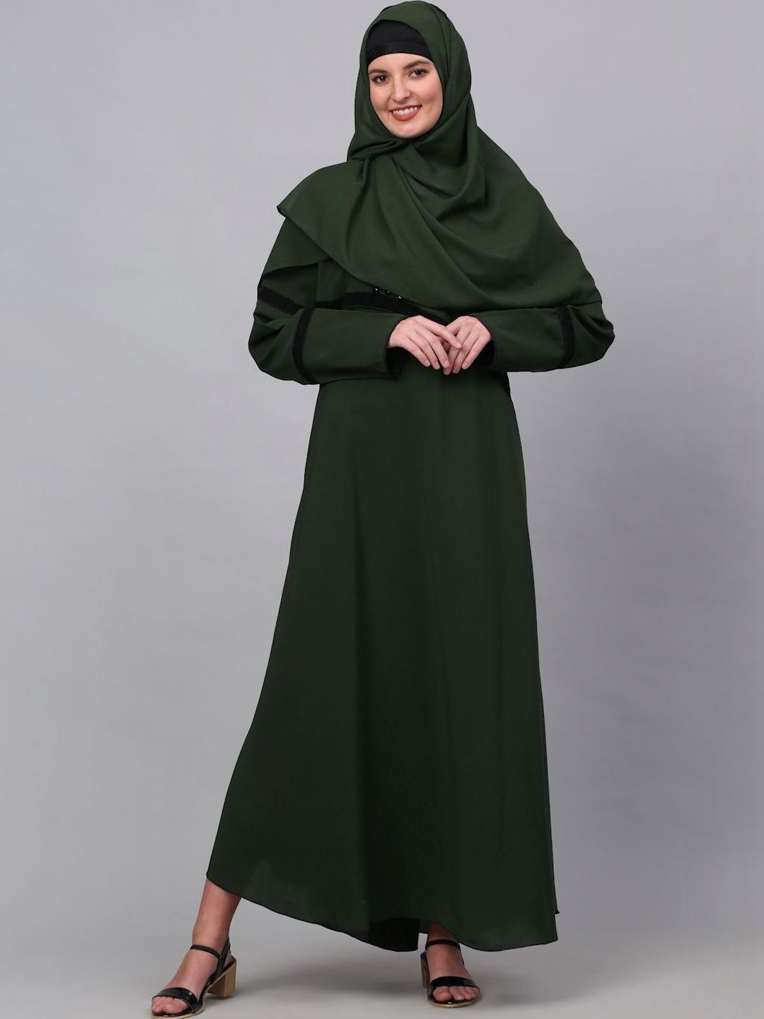 Moda Rapido Round Neck Abaya Burqa With Scarf