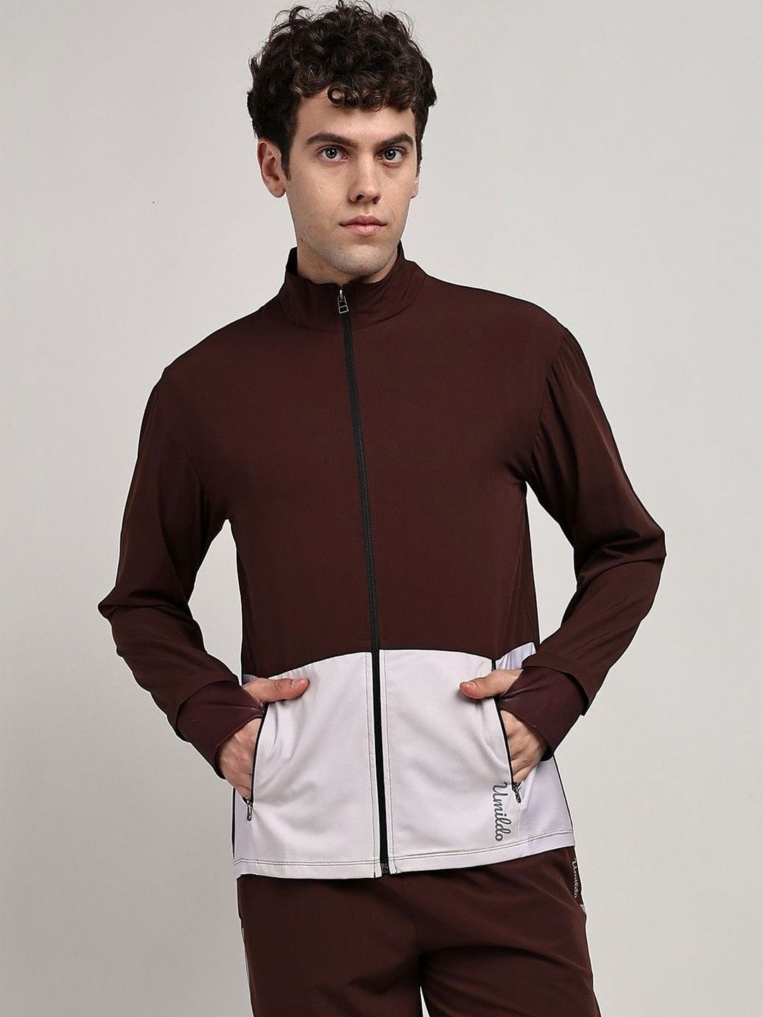 UMILDO Men Brand Logo Colourblocked Lightweight Training or Gym Sporty Jacket